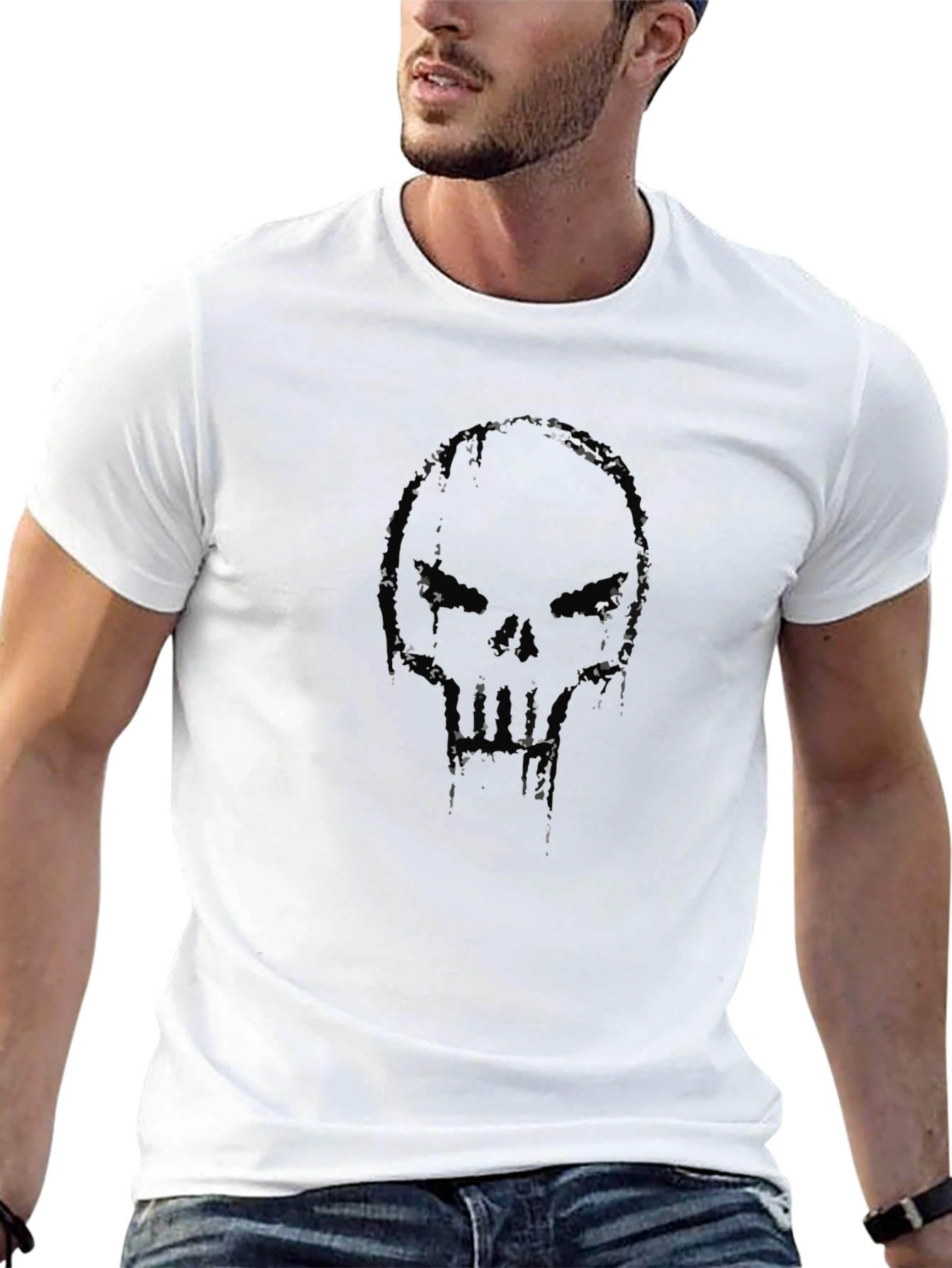 Black Skull Graphic Black T-Shirt view 13
