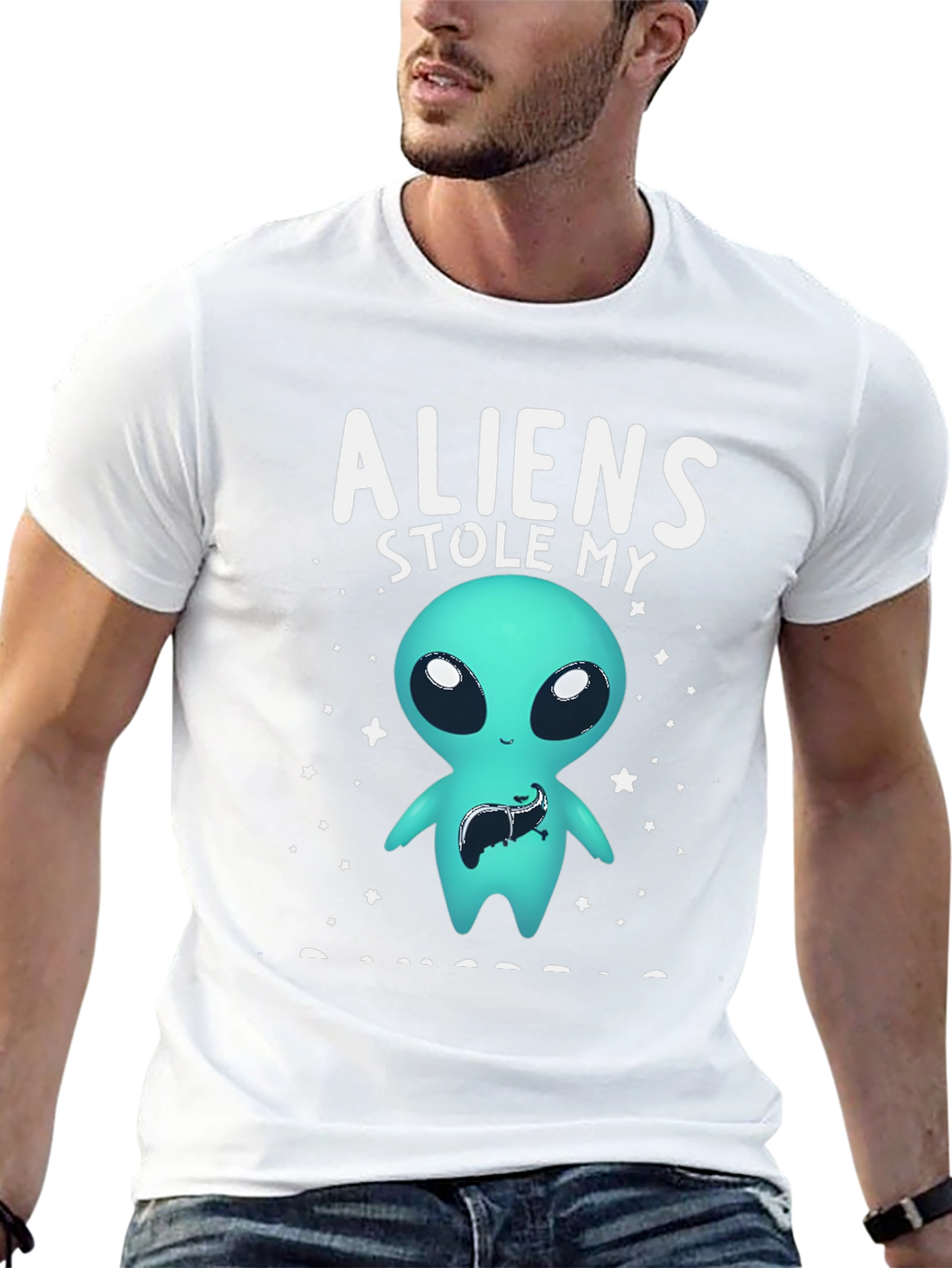 Black Aliens Stole My Liver Graphic Tee view 13