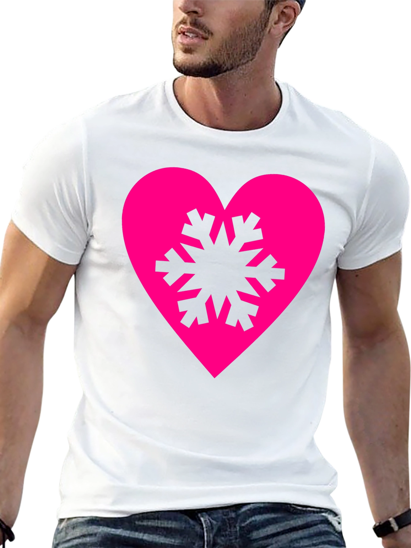 Black Heart Snowflake Graphic Tee - Stylish Black T-Shirt view 13