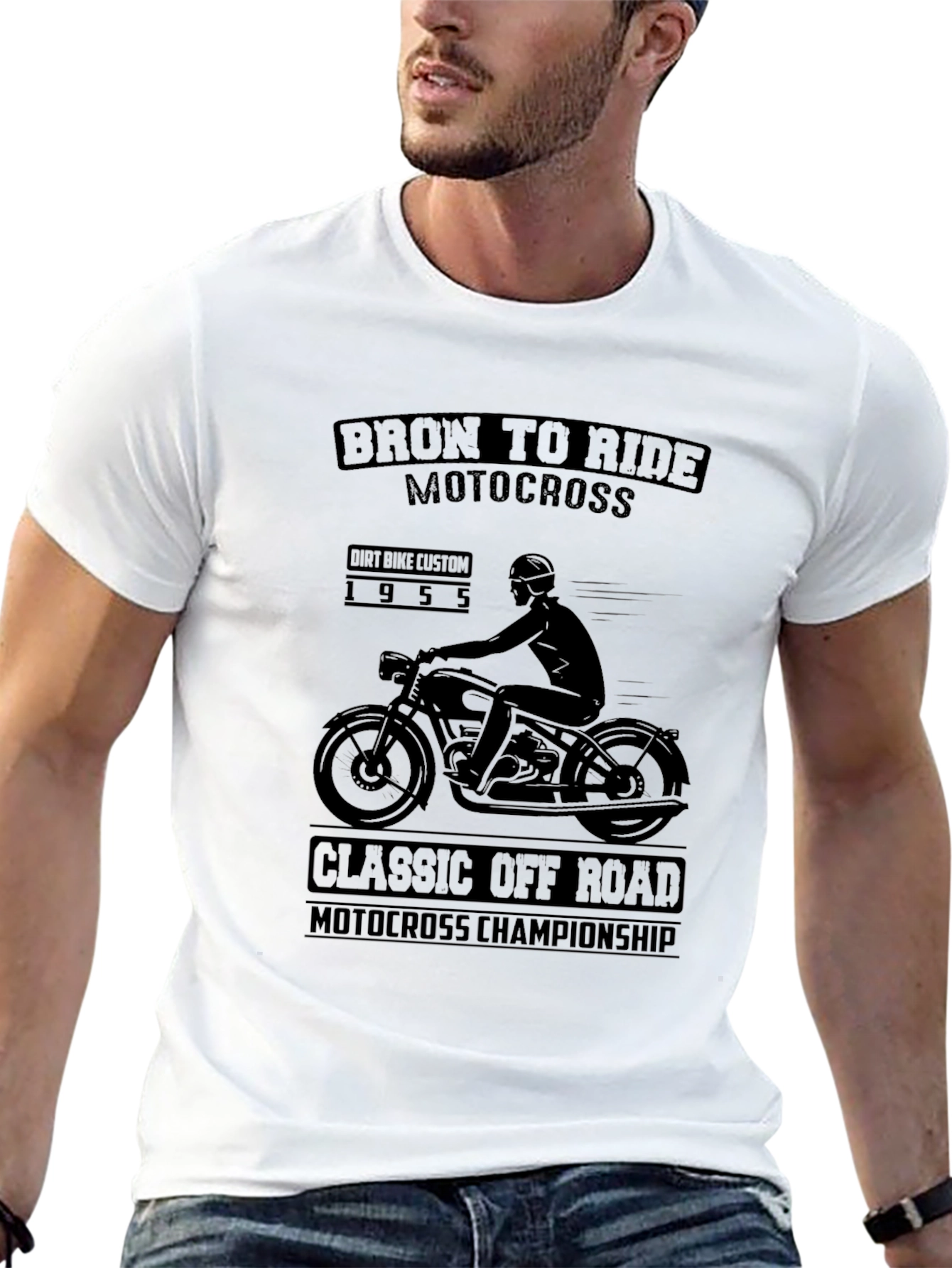 Black Born to Ride Motocross T-Shirt view 13