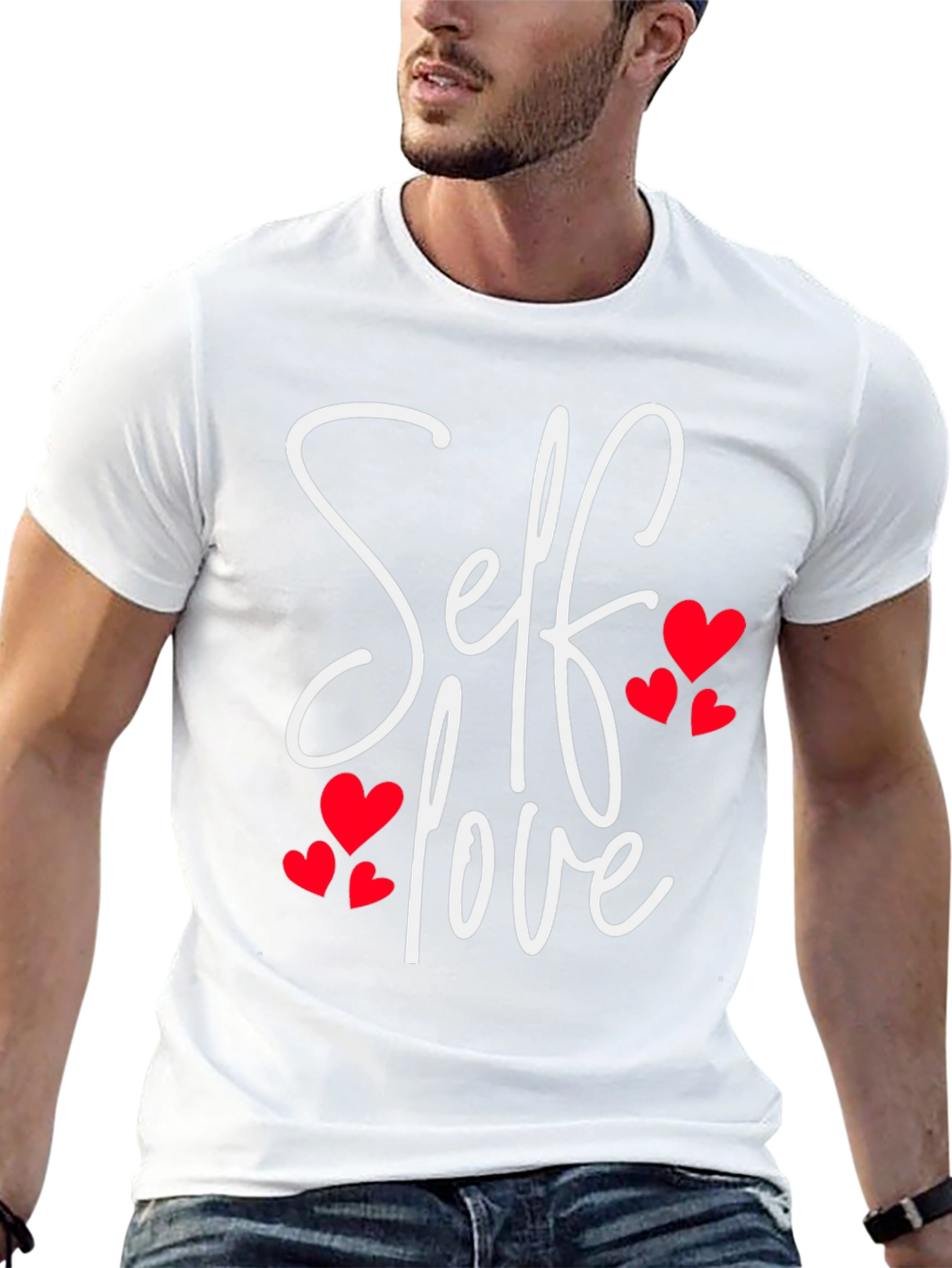 Black Self Love Heart Tee - Black Casual T-Shirt view 13