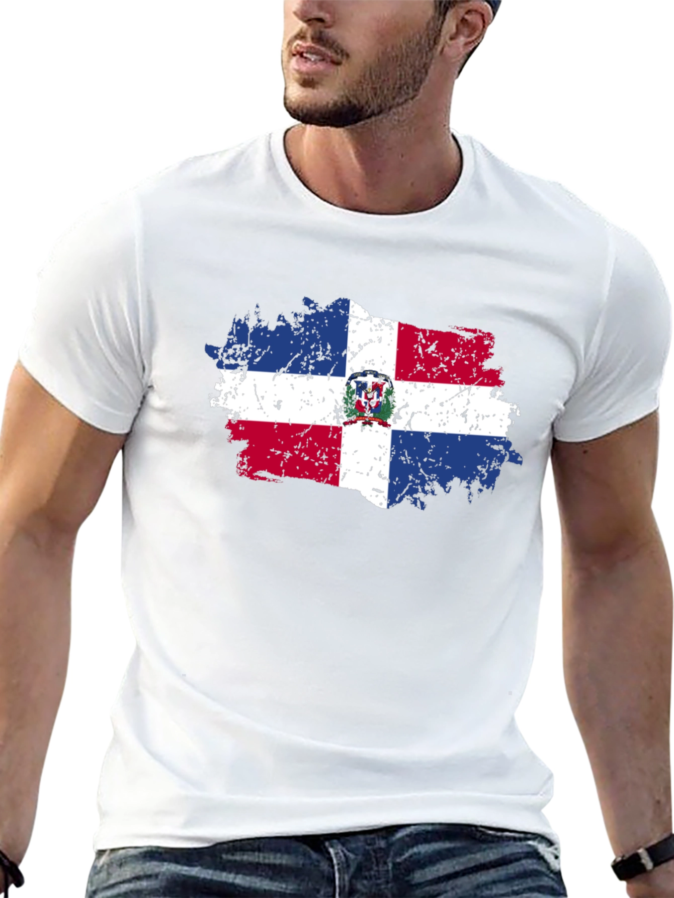 Black Dominican Republic Flag T-Shirt view 13