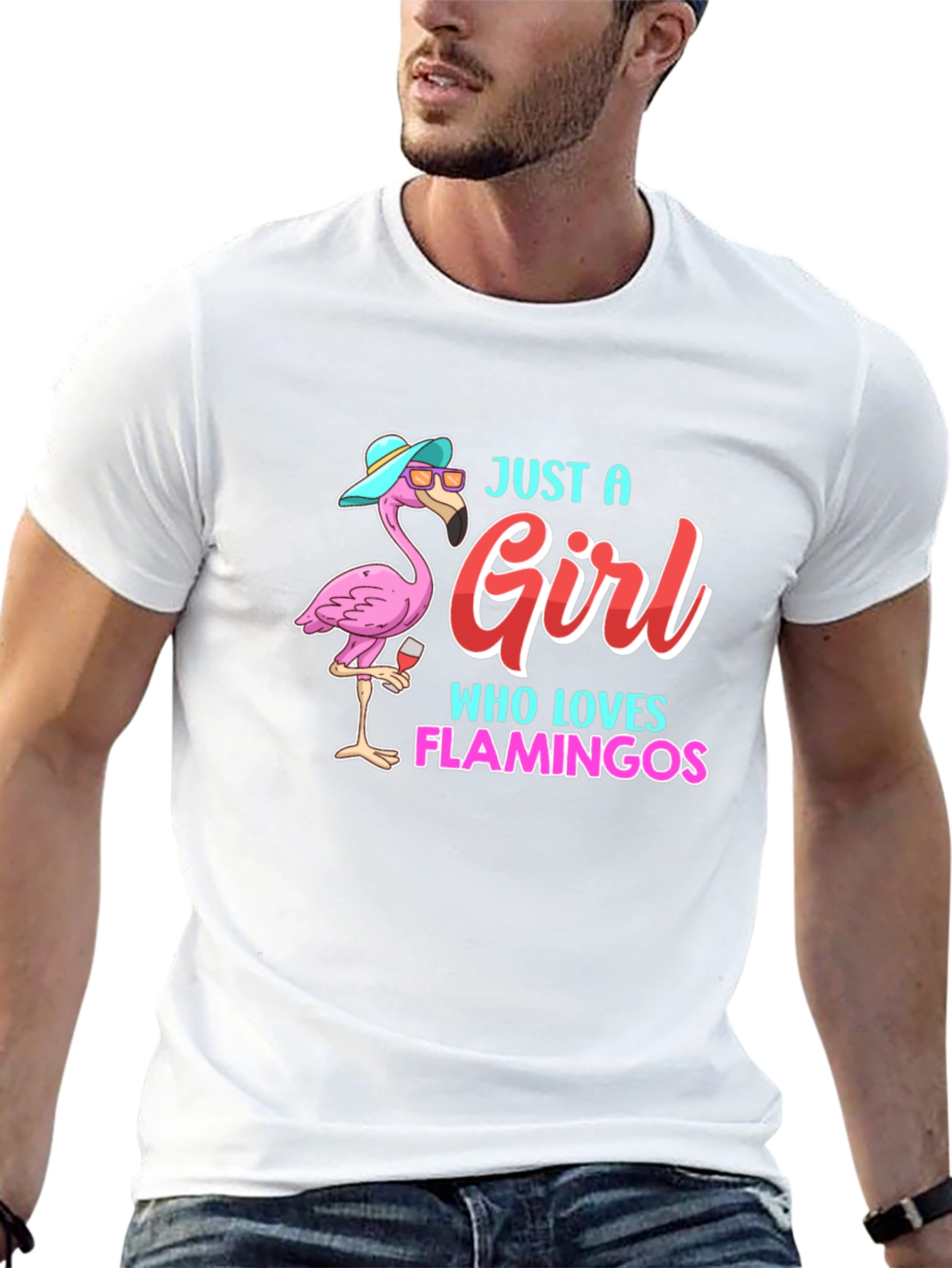 Black Just a Girl Who Loves Flamingos T-Shirt view 13