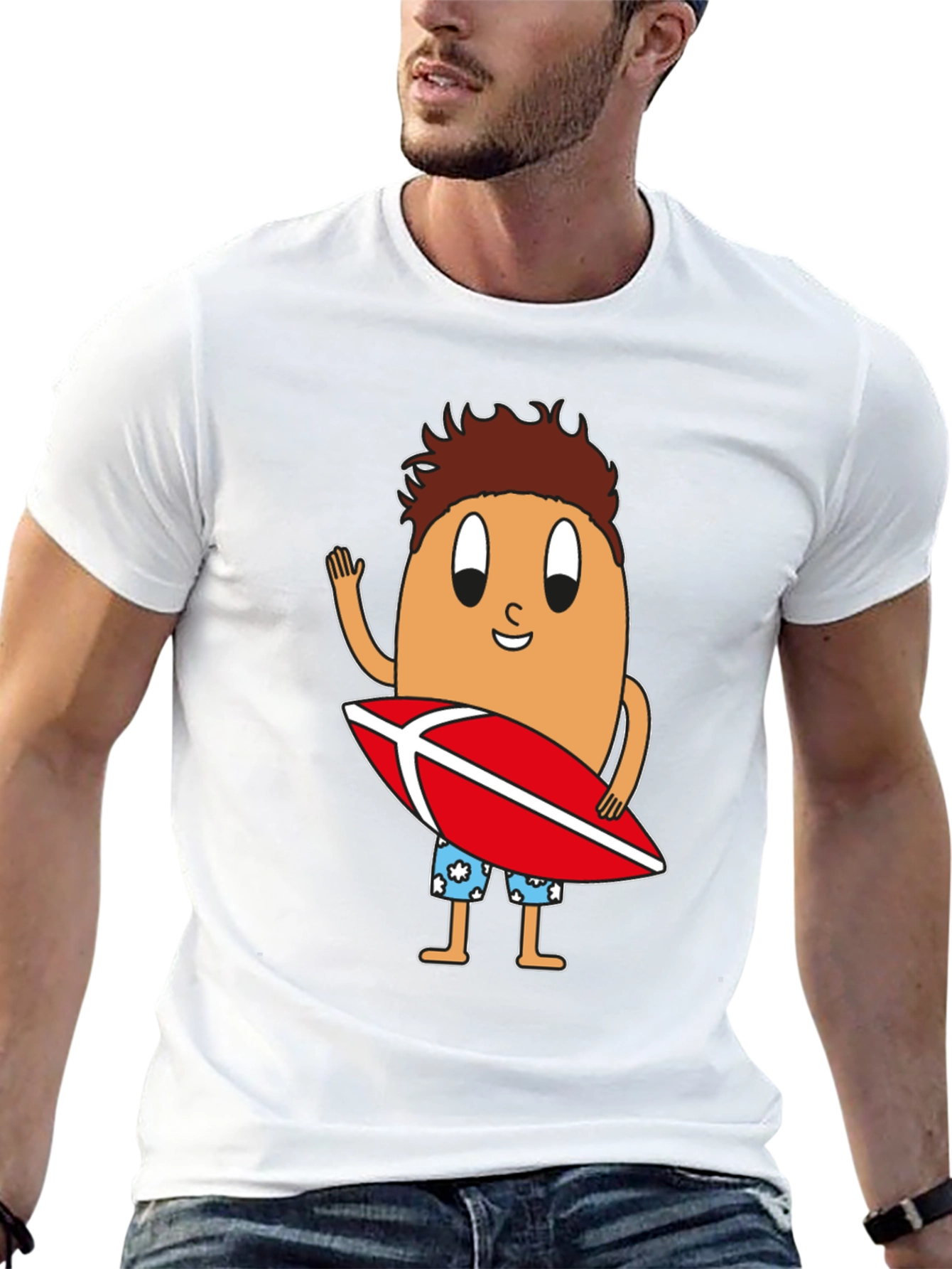 Black Funny Surfing Egg Cartoon Graphic T-Shirt view 13