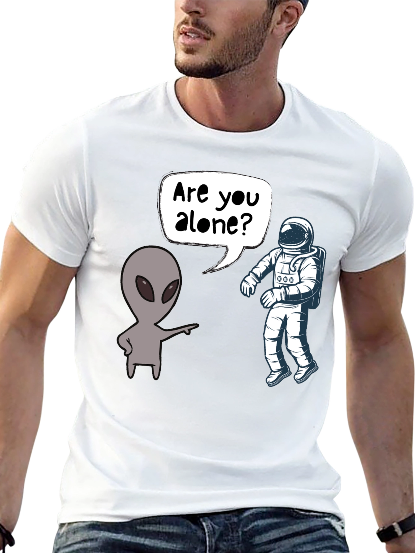 Black Alien & Astronaut T-Shirt - Are You Alone? view 13