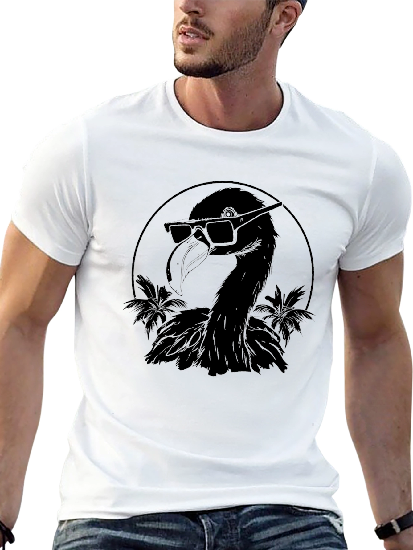 Black Cool Flamingo Graphic Tee - Black view 13