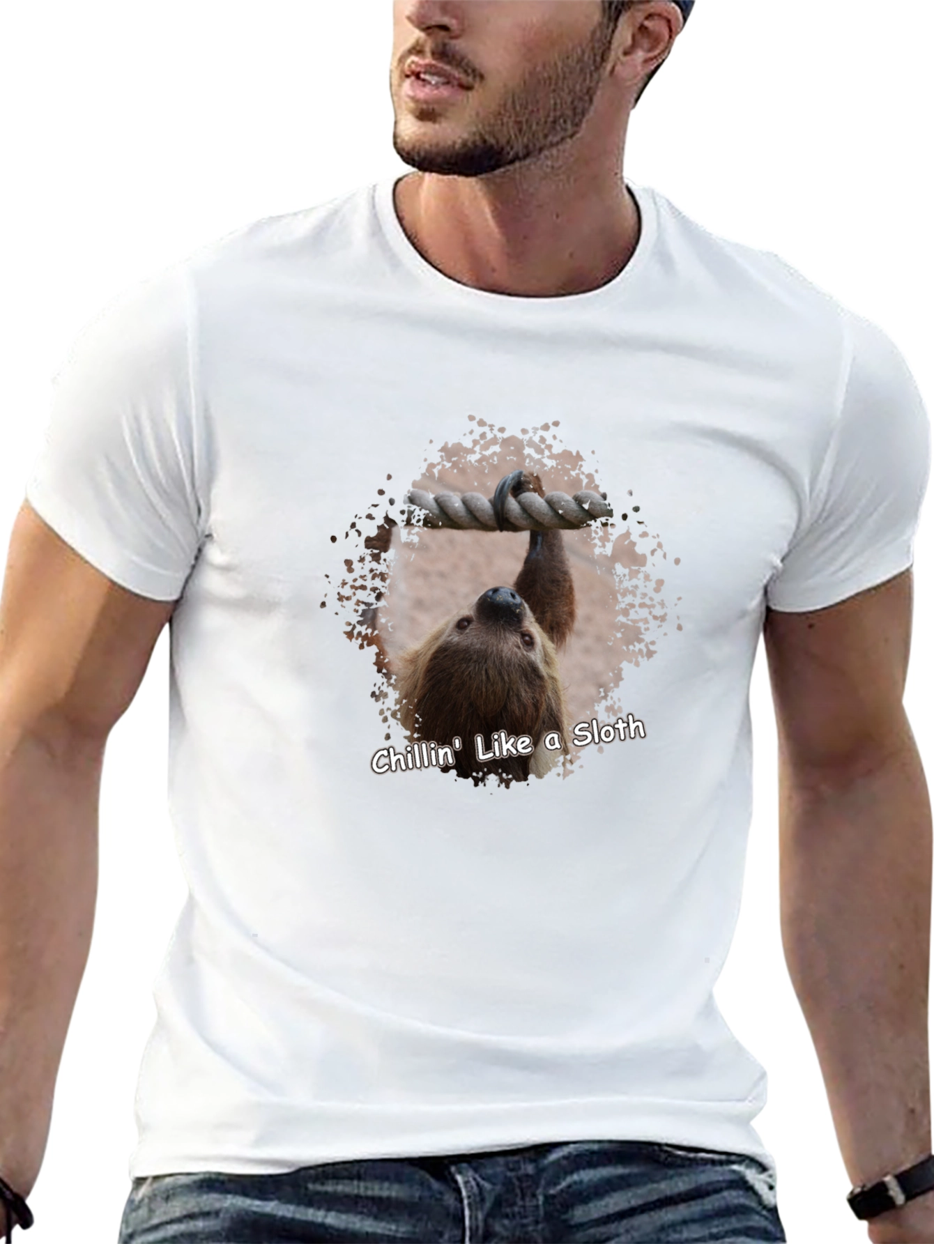 Black Chillin' Sloth Graphic T-Shirt - Hang Loose! view 13