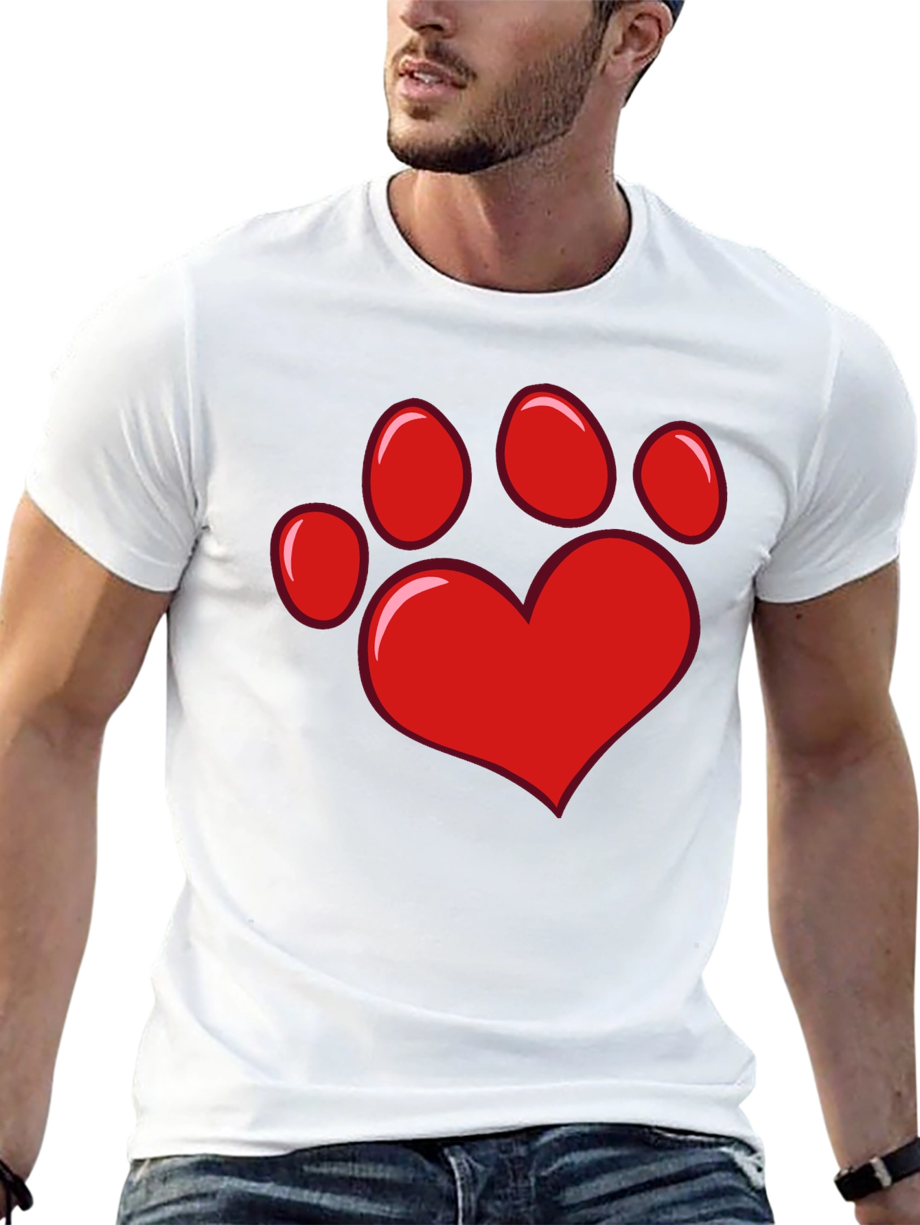 Black Heart Paw Print Black T-Shirt view 13