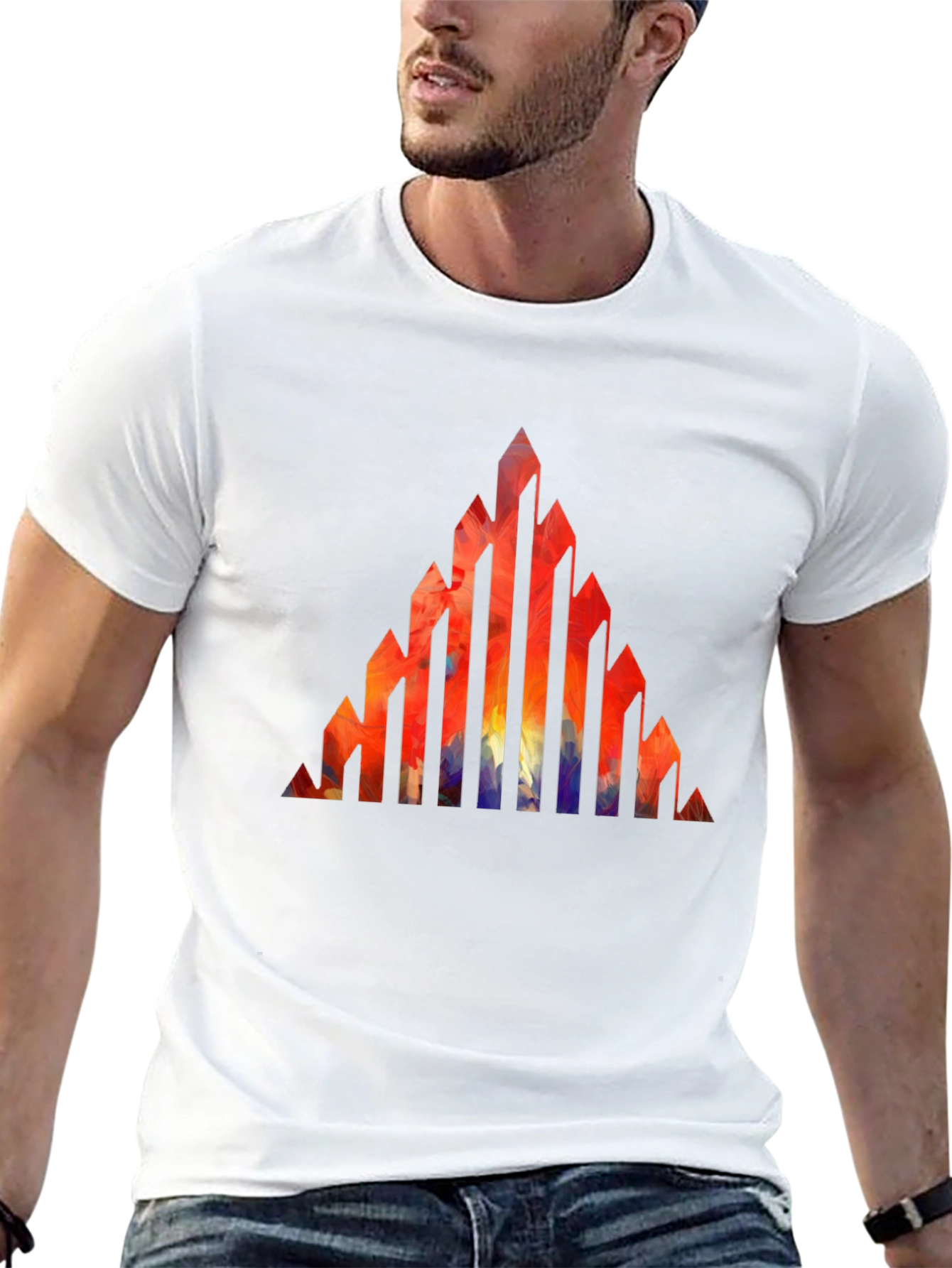 Black Abstract Geometric Peak T-Shirt view 13