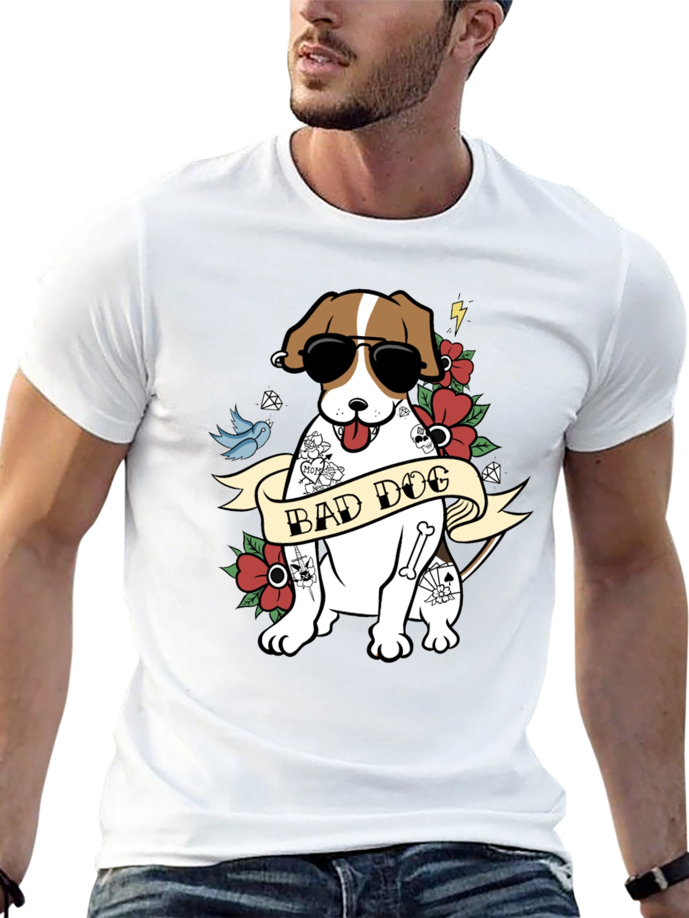 Bad Dog Tattoo Graphic T-Shirt - Unique Design - 13