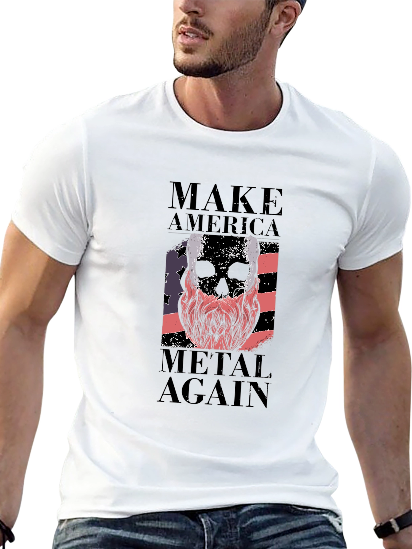 Black Make America Metal Again Skull T-Shirt view 13