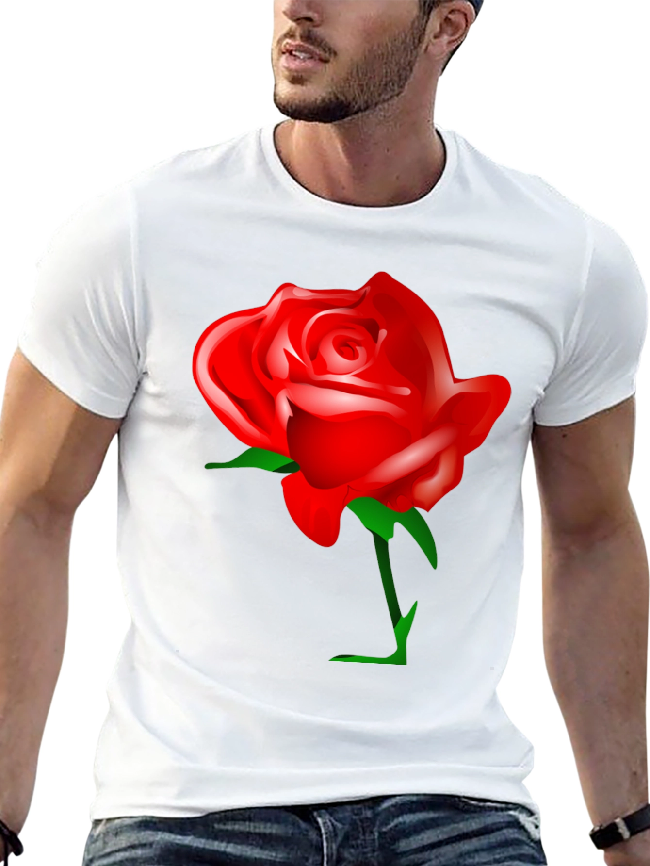 Black Bold Red Rose Graphic T-Shirt - Black Cotton Blend view 13