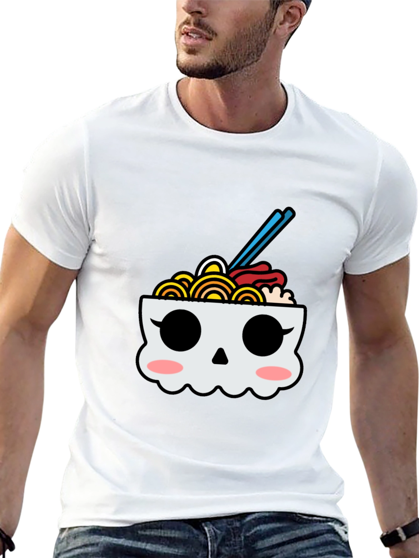 Ramen Skull Graphic Tee - Kawaii Foodie T-Shirt - 13