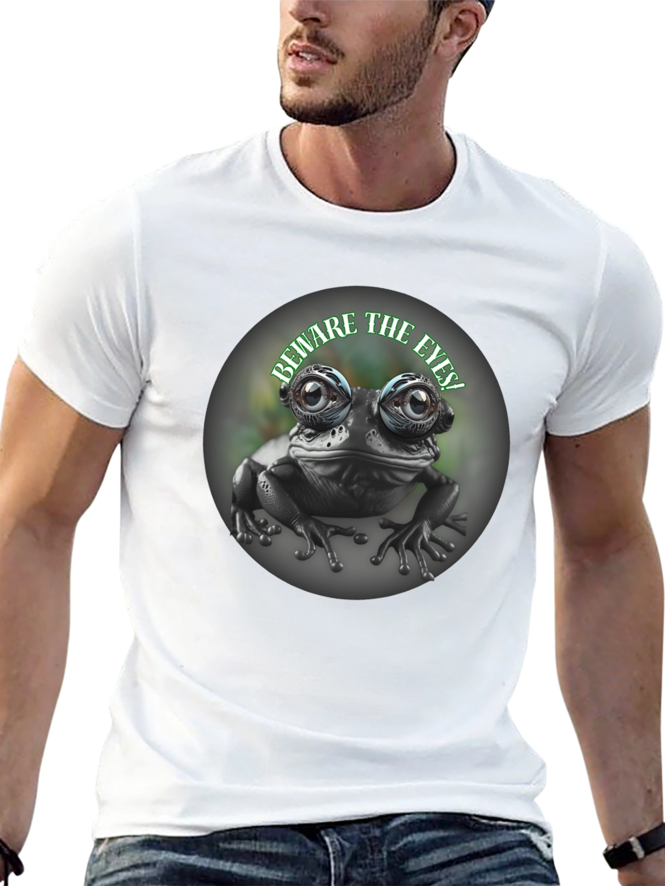 Black Beware The Eyes Frog Graphic Tee - Black view 13