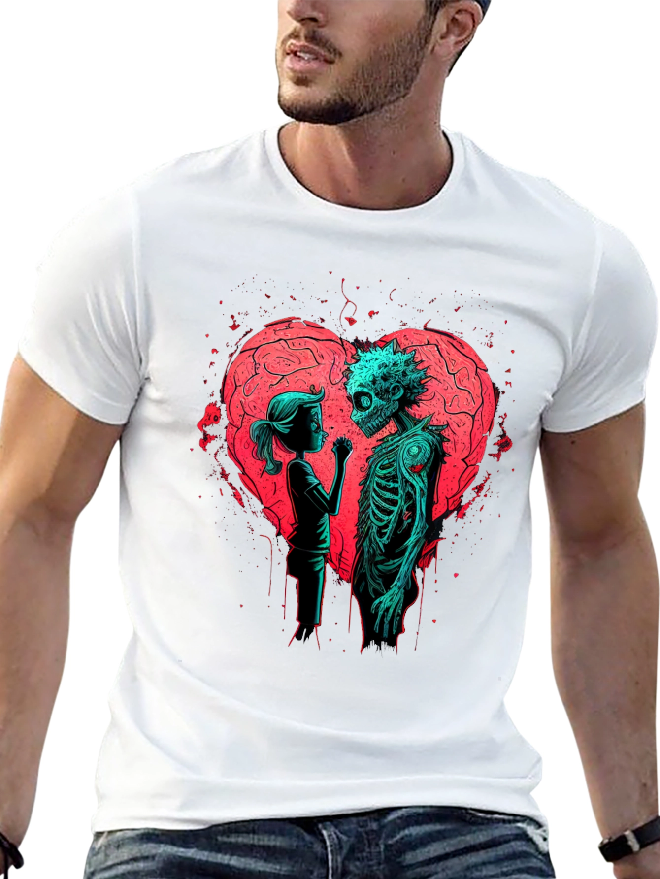 Black Zombie Love Graphic T-Shirt - Halloween, Spooky Season view 13