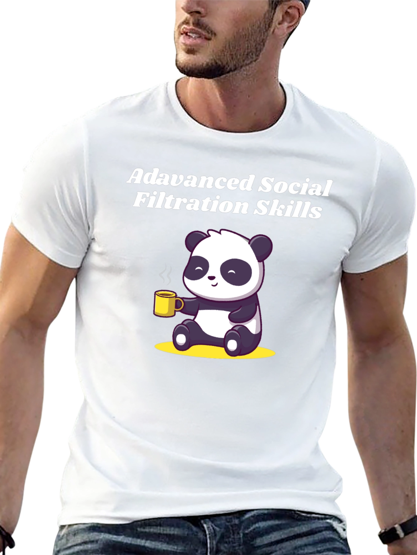 Black Advanced Social Filtration Skills Panda T-Shirt view 13