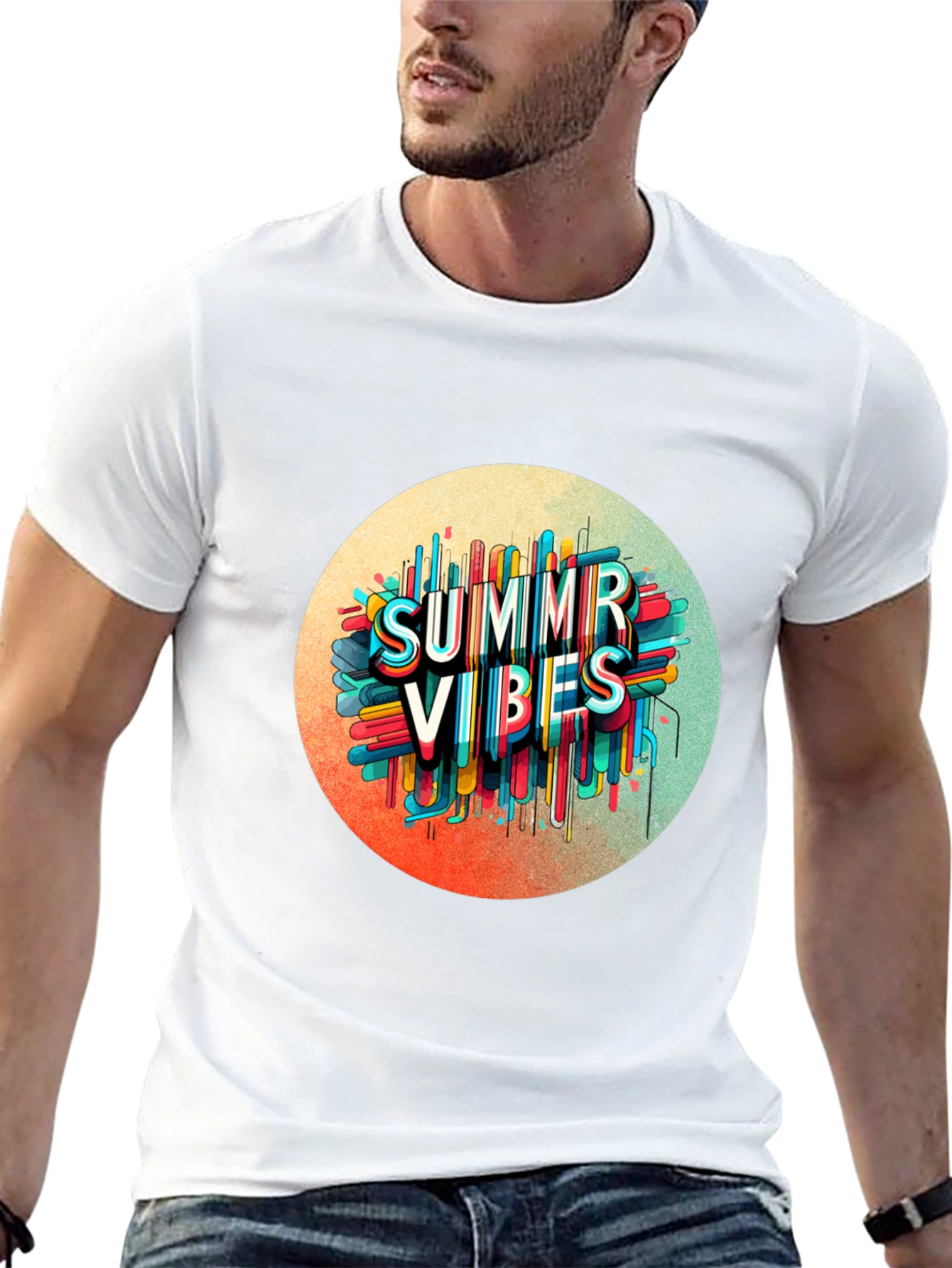 Black Summer Vibes Graphic Tee - Trendy Black T-Shirt view 13