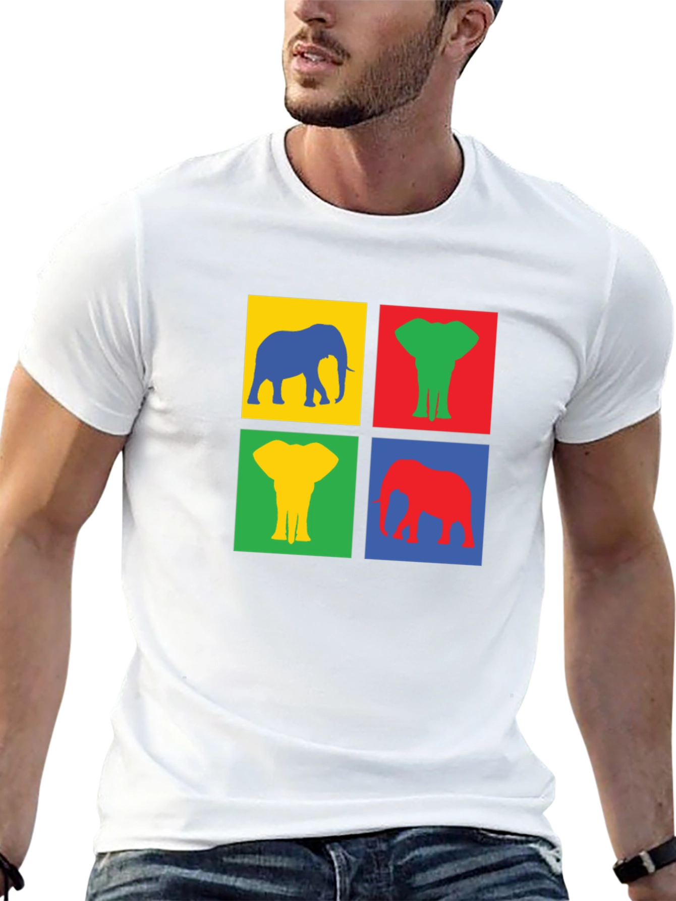Black Colorful Elephant T-Shirt - Pop Art Tee view 13
