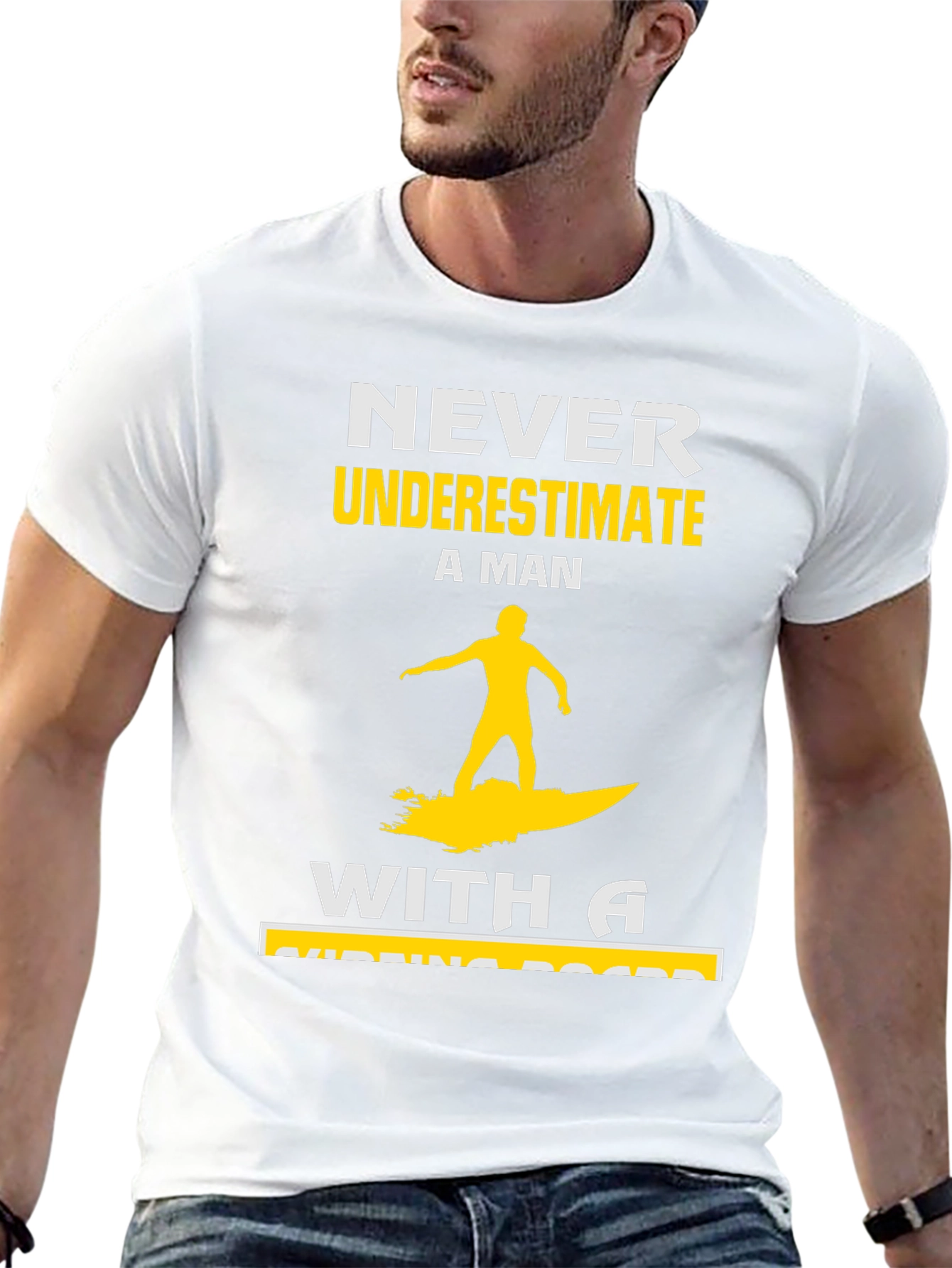 Black Never Underestimate Surfing Man T-Shirt view 13