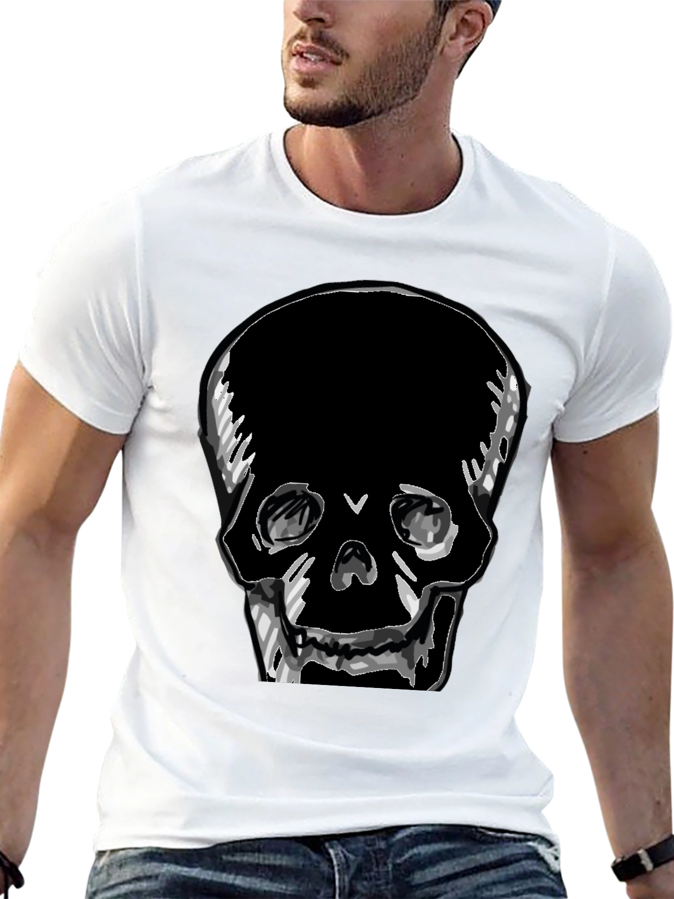 Black Skull Graphic Tee - Men's Black T-Shirt view 13