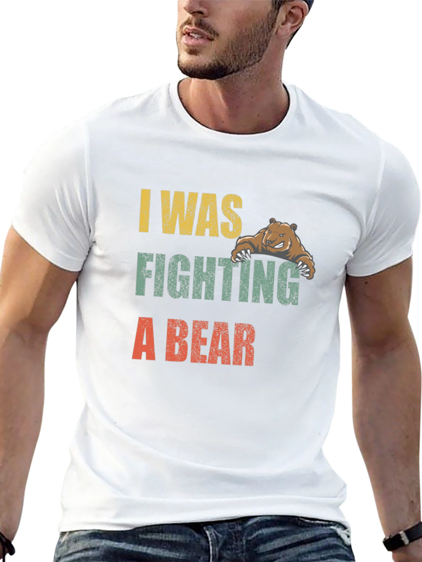 Black I Was Fighting A Bear Graphic T-Shirt view 13