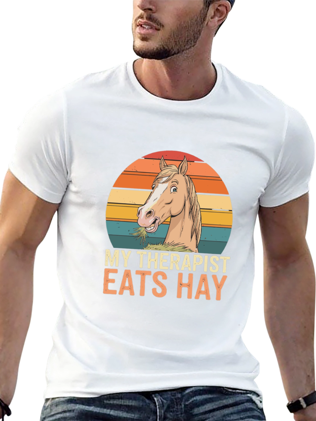 Black My Therapist Eats Hay T-Shirt - Horse Lover Tee view 13