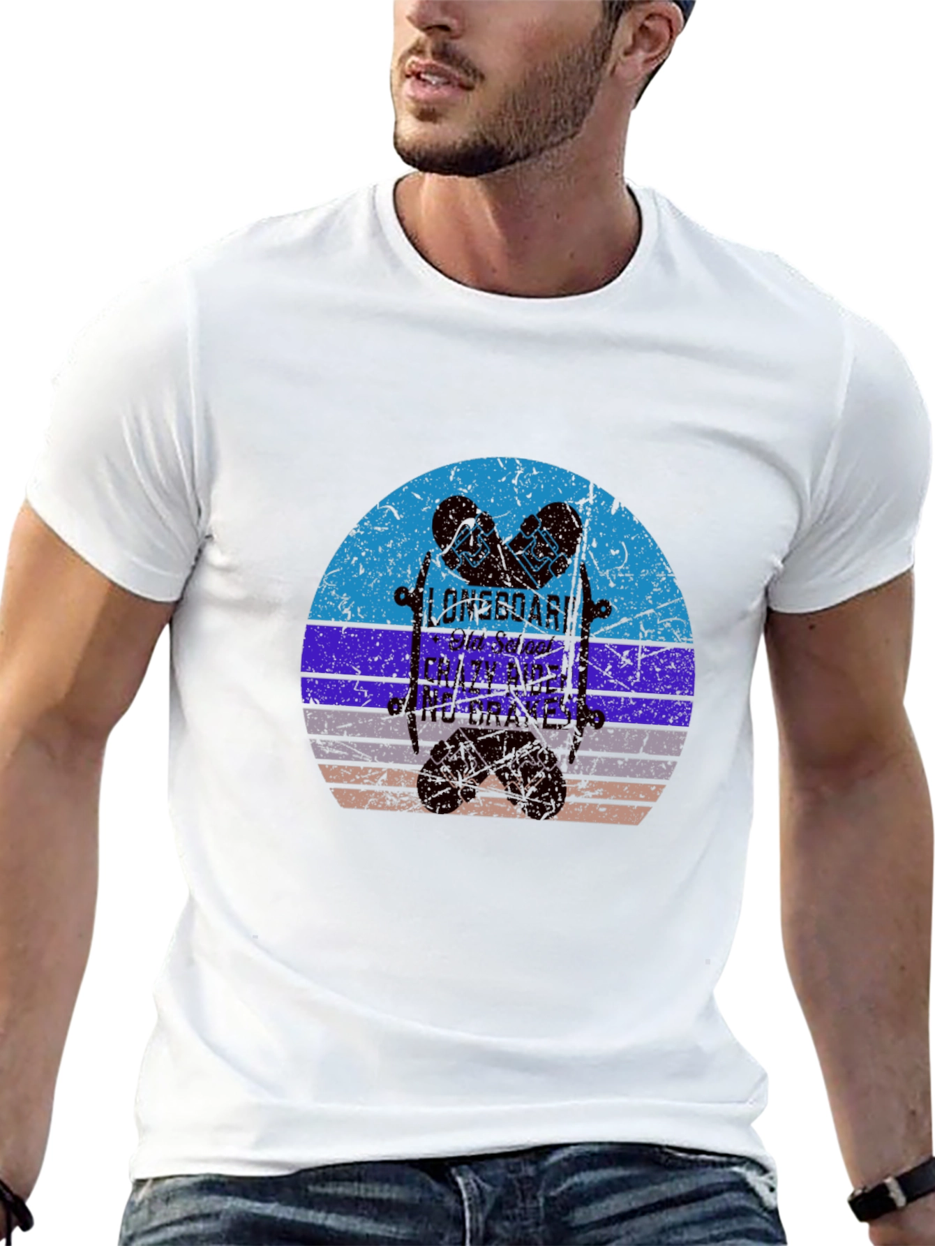 Black Vintage Longboard Rider Graphic Tee view 13