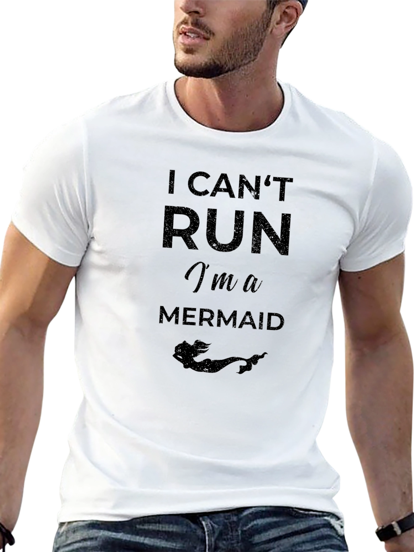Black I Can't Run I'm a Mermaid Graphic T-Shirt view 13