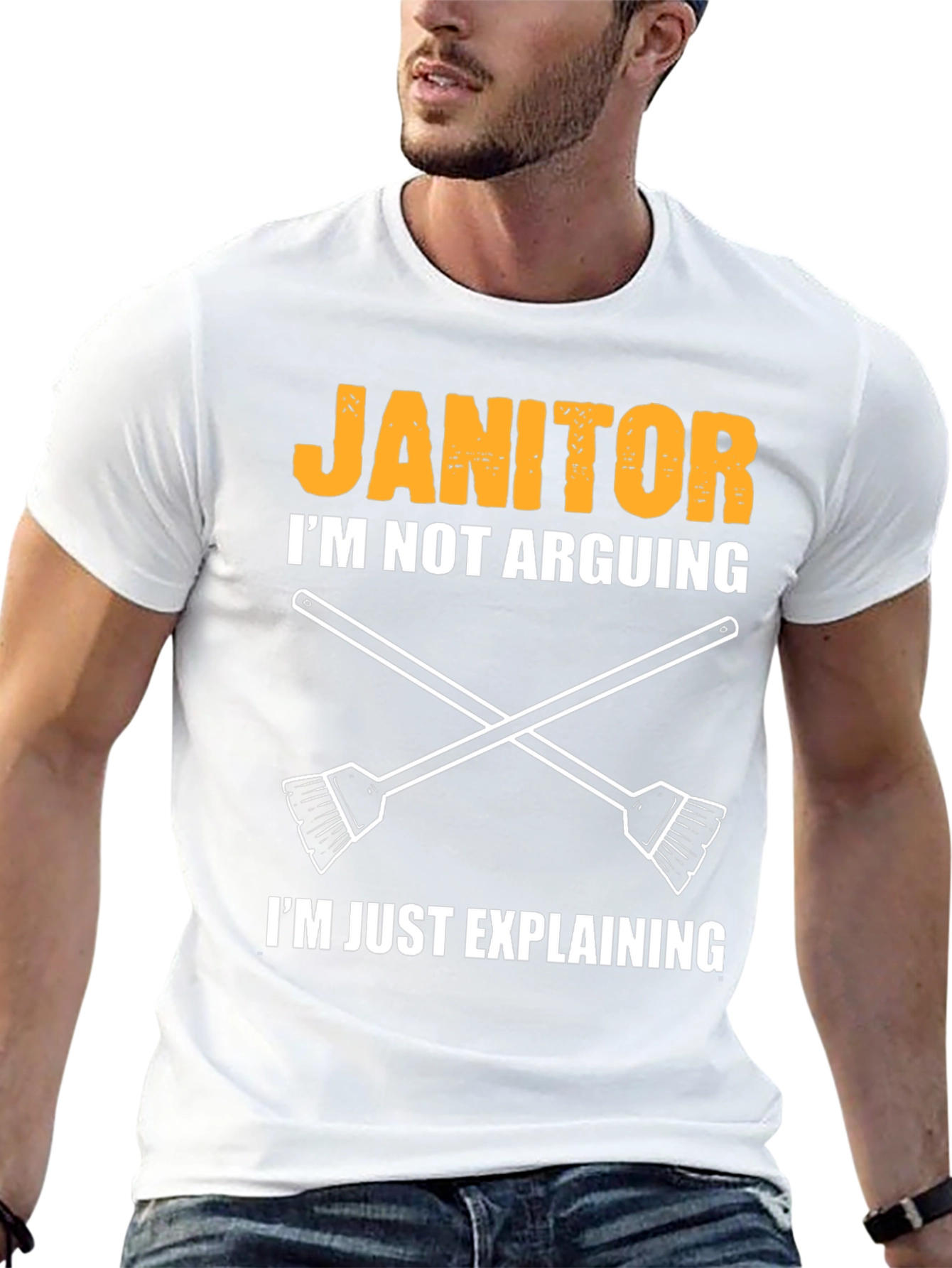 Black Janitor Explaining T-Shirt - Funny Cleaning Crew Apparel view 13