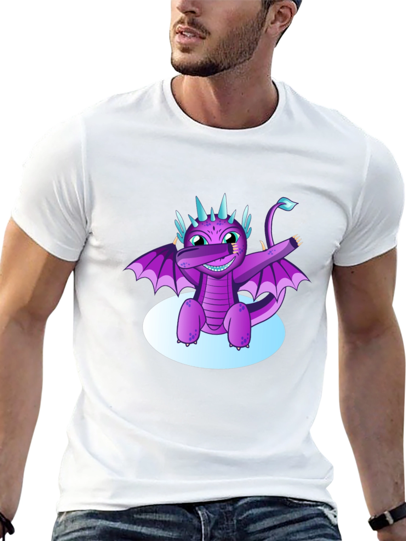 Black Dabbing Dragon Graphic Tee - Cool Black T-Shirt view 13