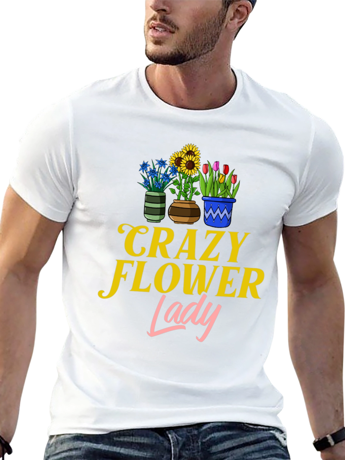 Black Crazy Flower Lady Graphic T-Shirt view 13