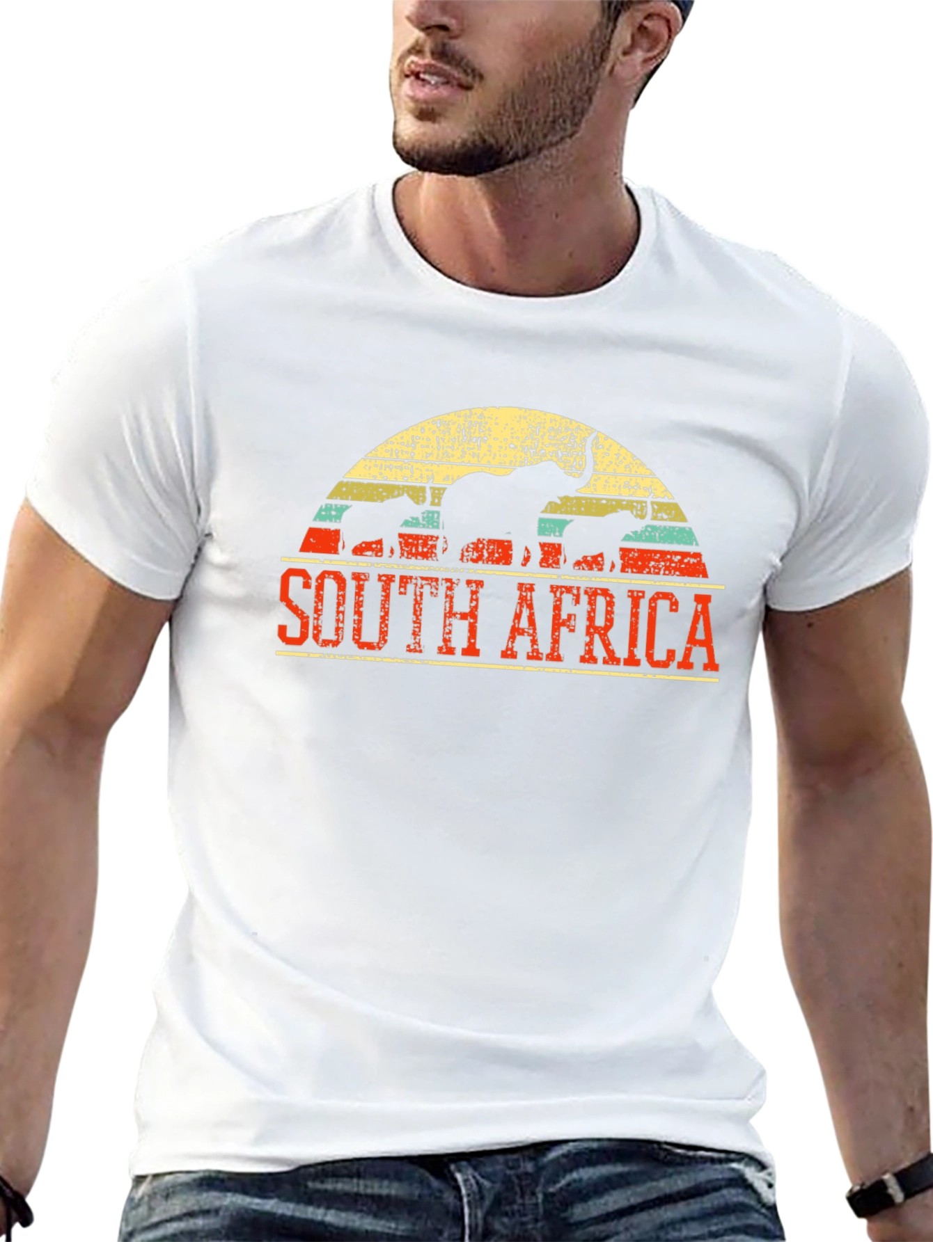 Black South Africa Elephant Graphic Tee - Black Cotton T-Shirt view 13