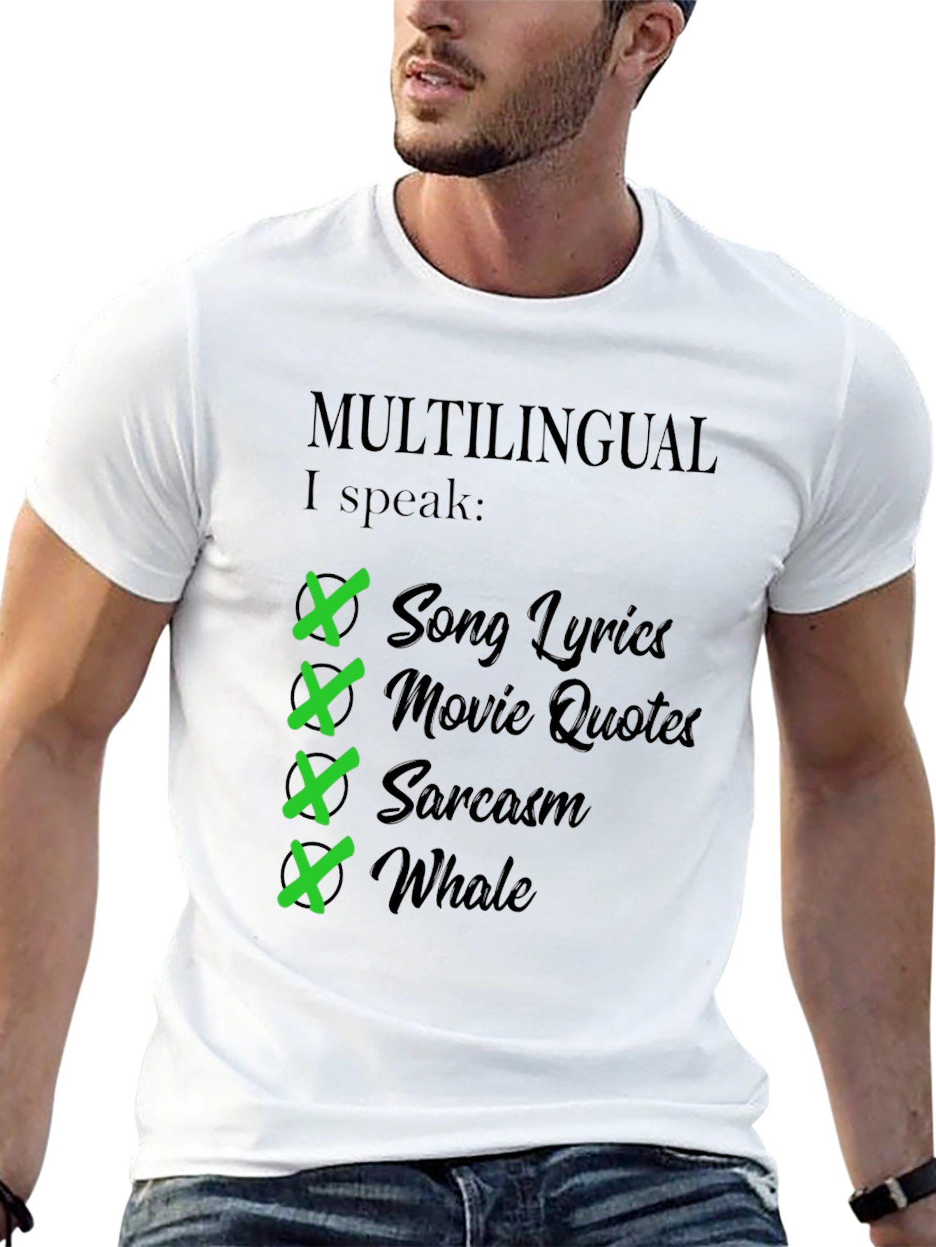 Black Multilingual I Speak T-Shirt - Humorous Gift view 13