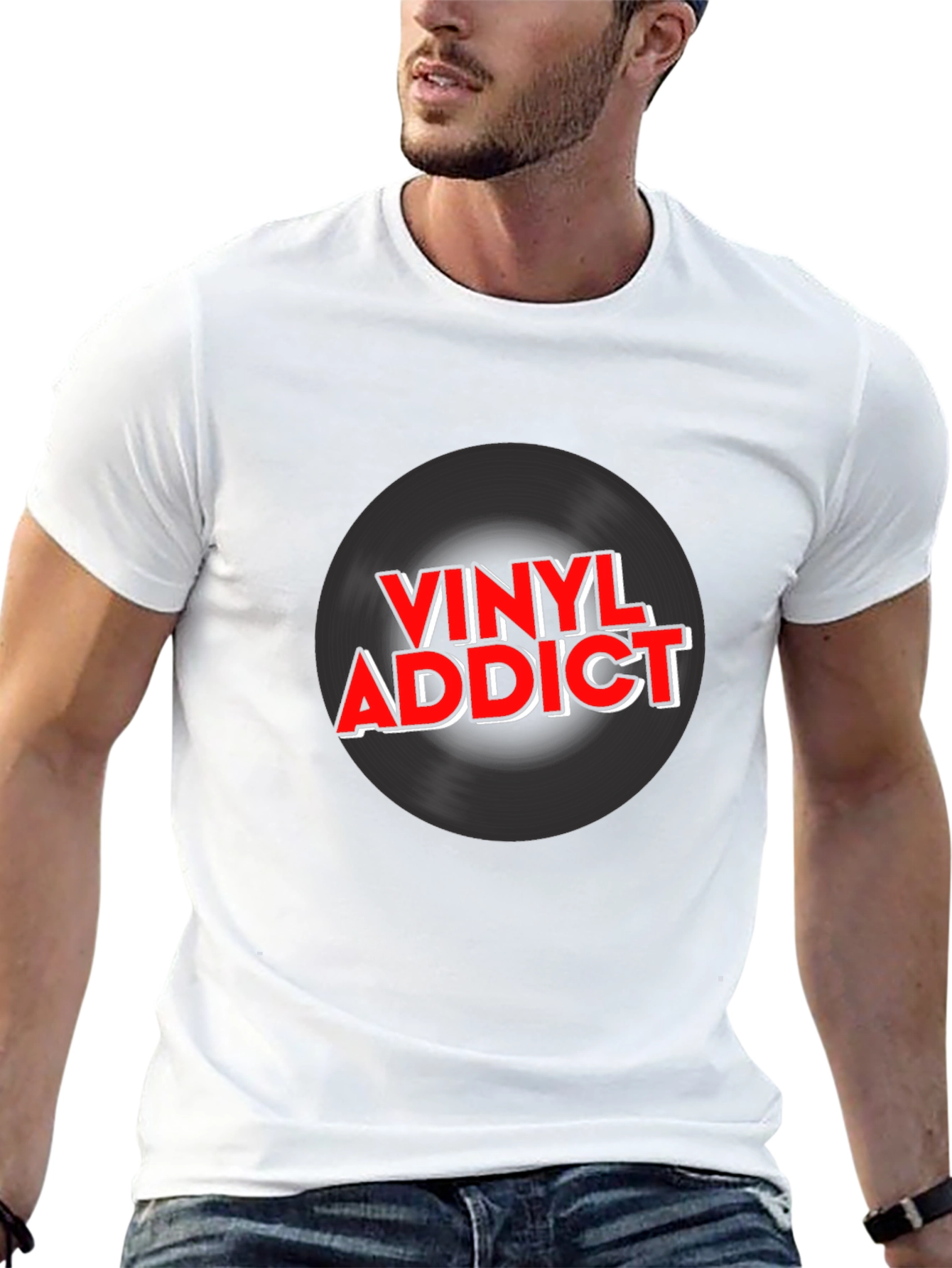 Black Vinyl Addict Graphic T-Shirt - Black view 13