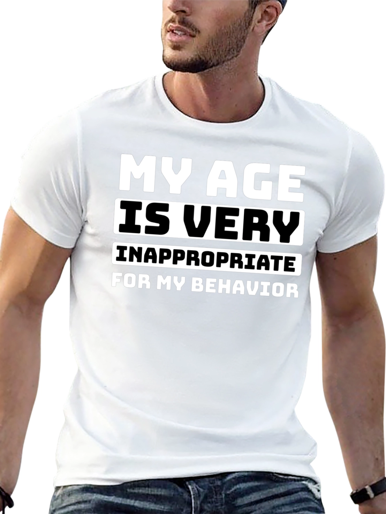 Black My Age is Very Inappropriate T-Shirt view 13