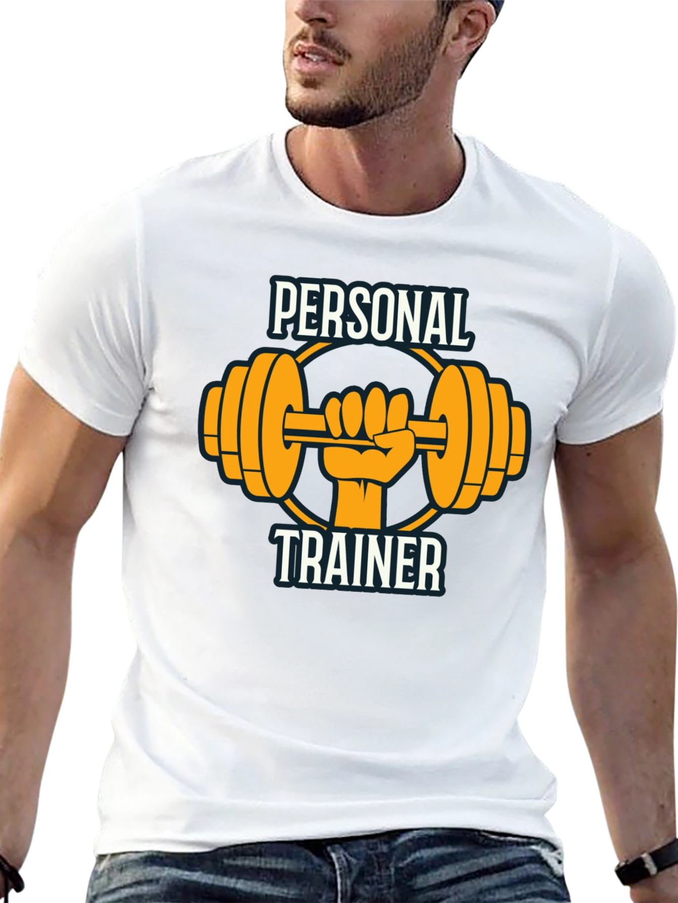 Black Personal Trainer Graphic Tee - Black Cotton Gym Shirt view 13