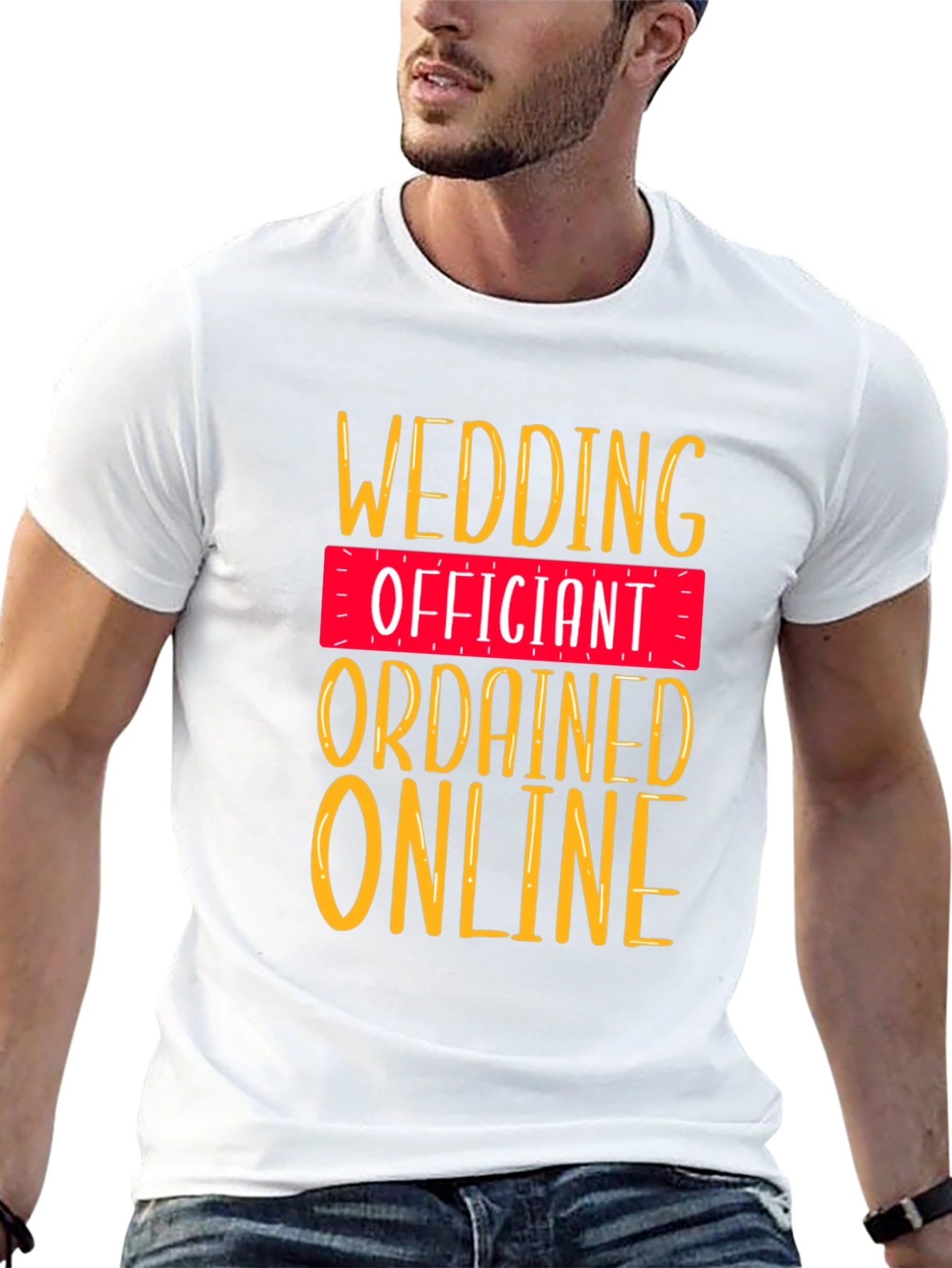 Black Wedding Officiant T-Shirt - Ordained Online view 13