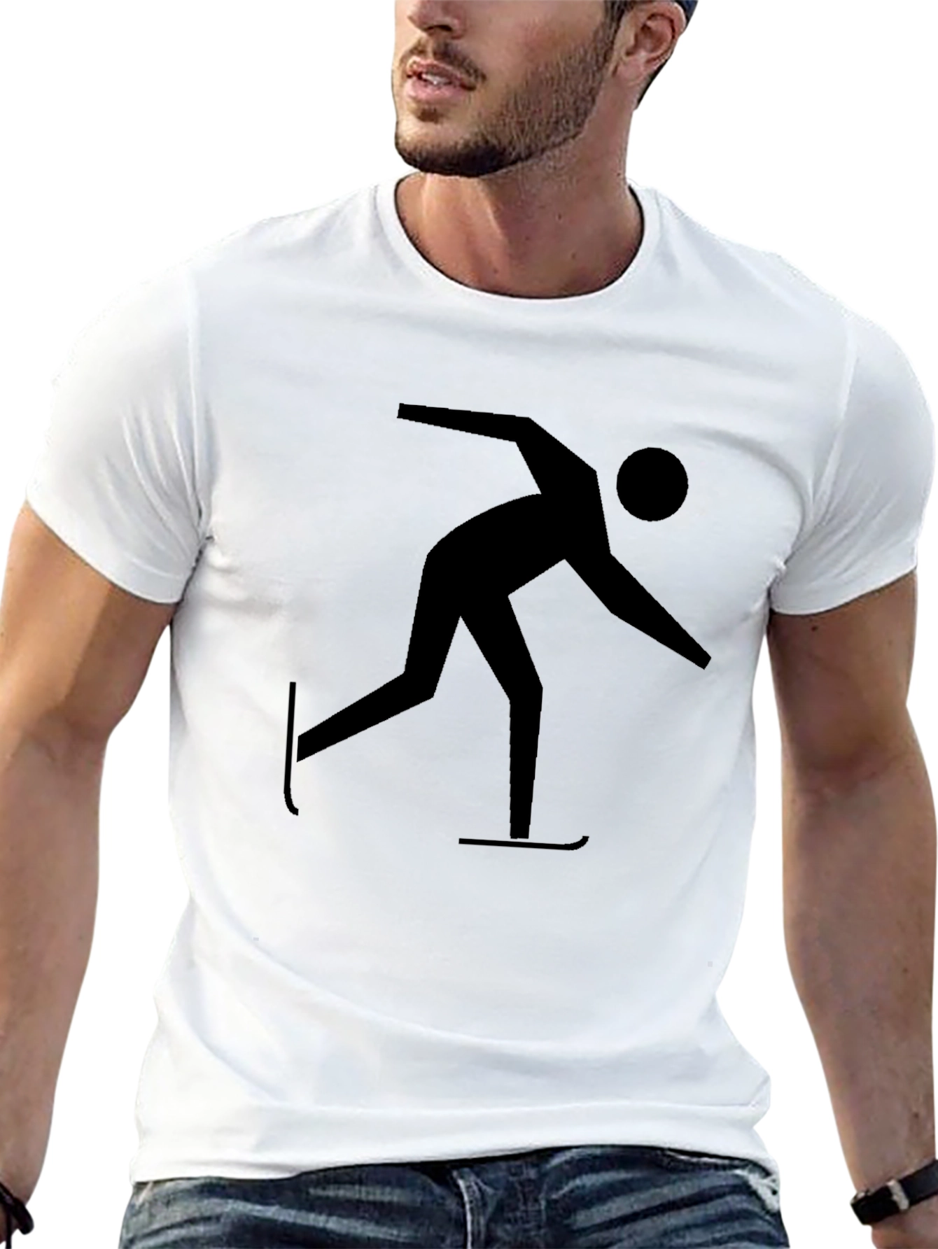 Black Speed Skating Graphic Tee - Black Cotton Blend view 13