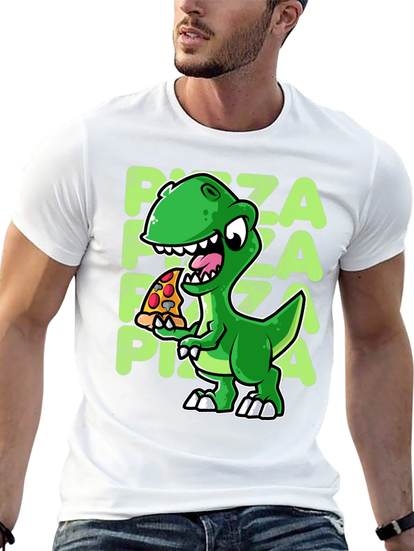 Black Dino Pizza T-Shirt - Cute Cartoon Design view 13