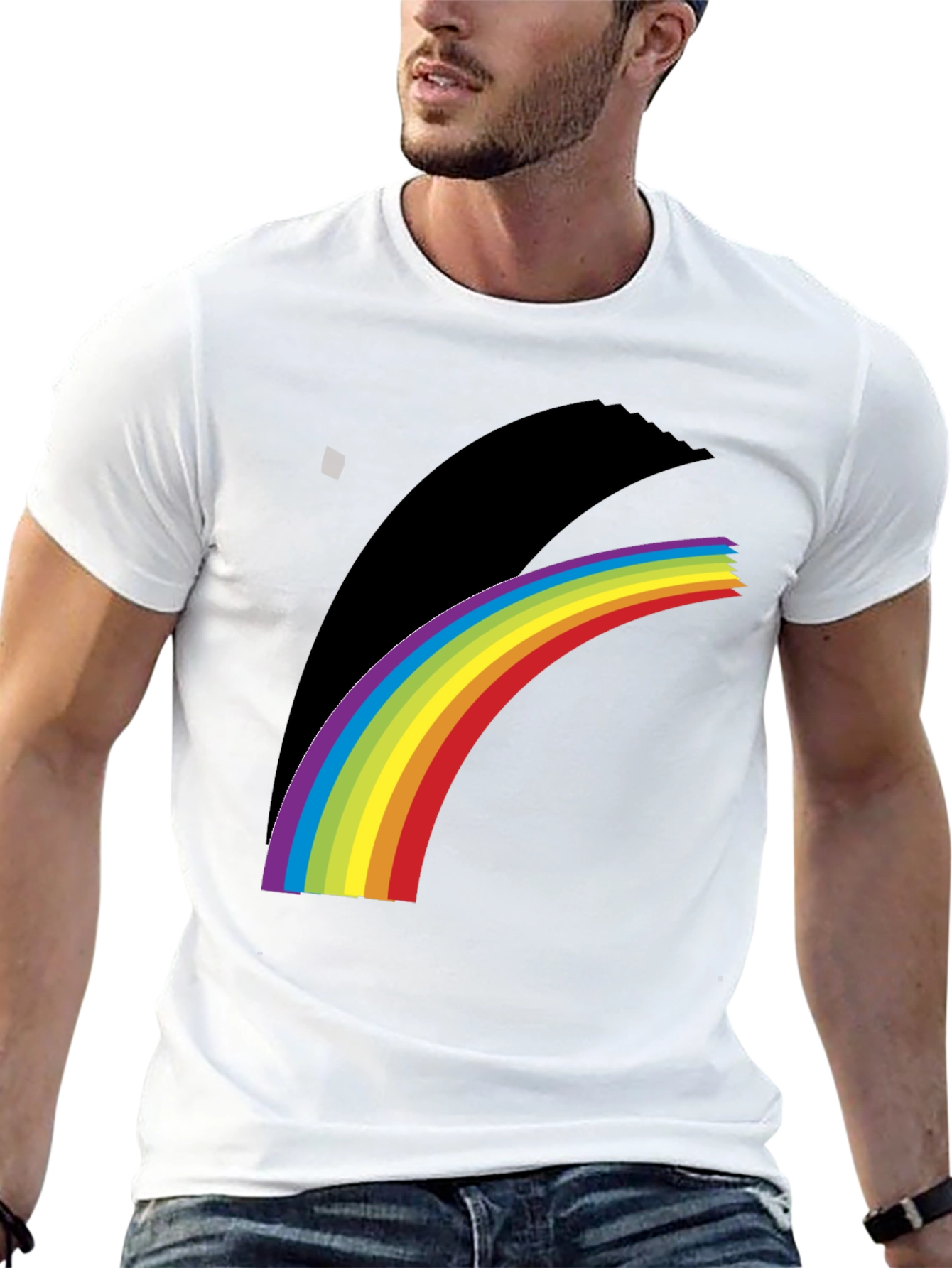 Black Rainbow Prism Graphic Tee - Soft Cotton Blend view 13