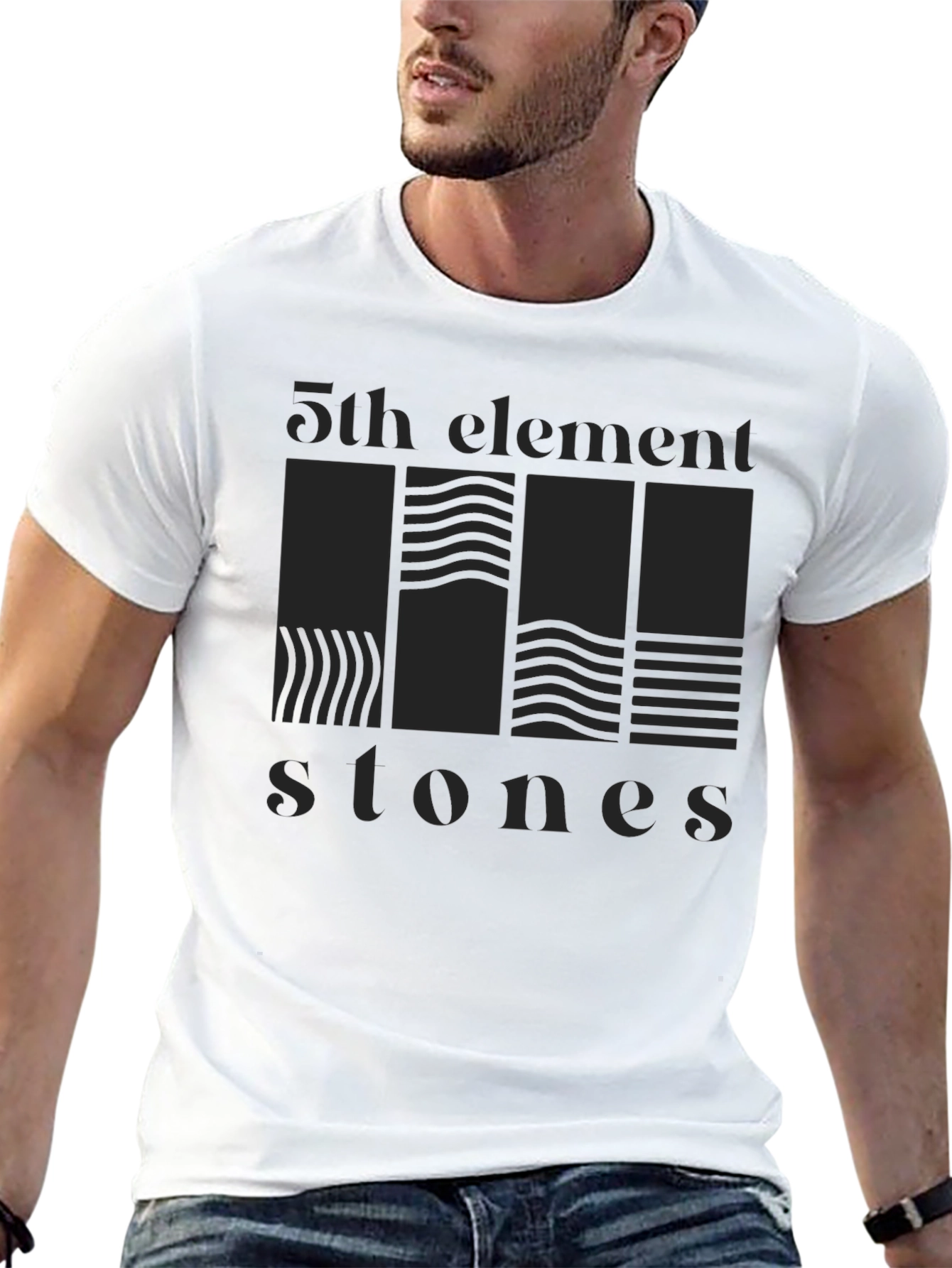 Black 5th Element Stones Graphic Tee - Black view 13
