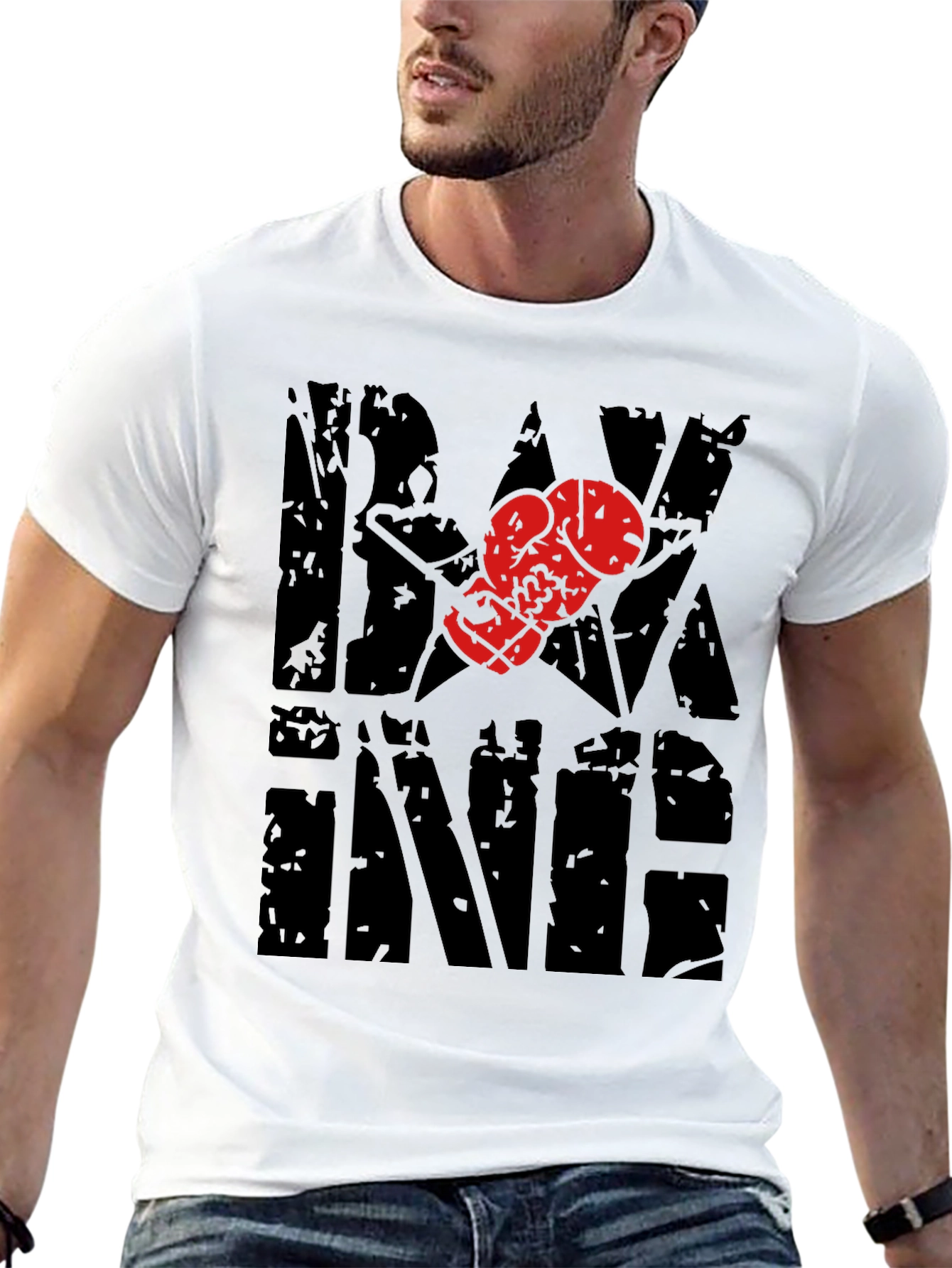 Black Boxing T-Shirt with Glove Graphic view 13