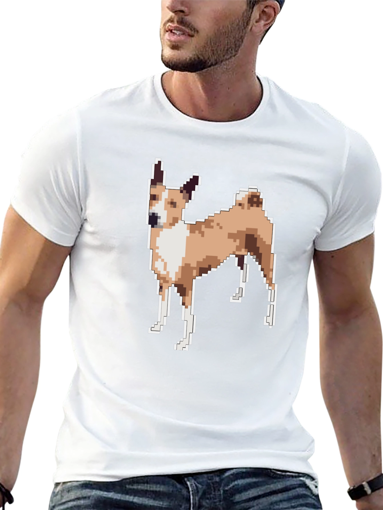 Black Pixelated Dog Graphic Tee - Black Unisex T-Shirt view 13