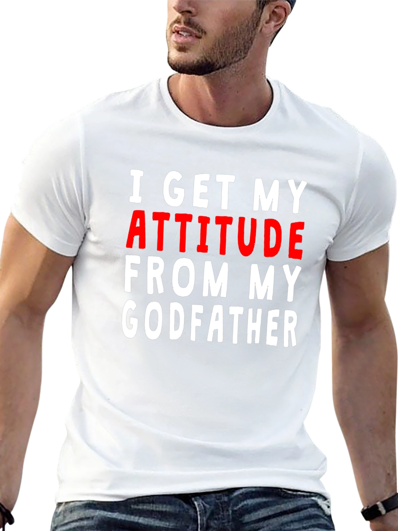 Black I Get My Attitude From My Godfather T-Shirt view 13