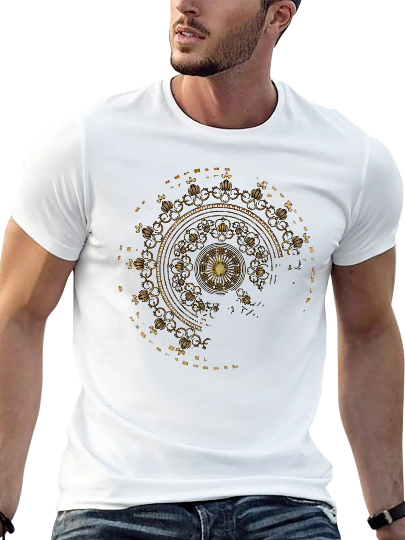 Black Gold Mandala Graphic Black T-Shirt view 13