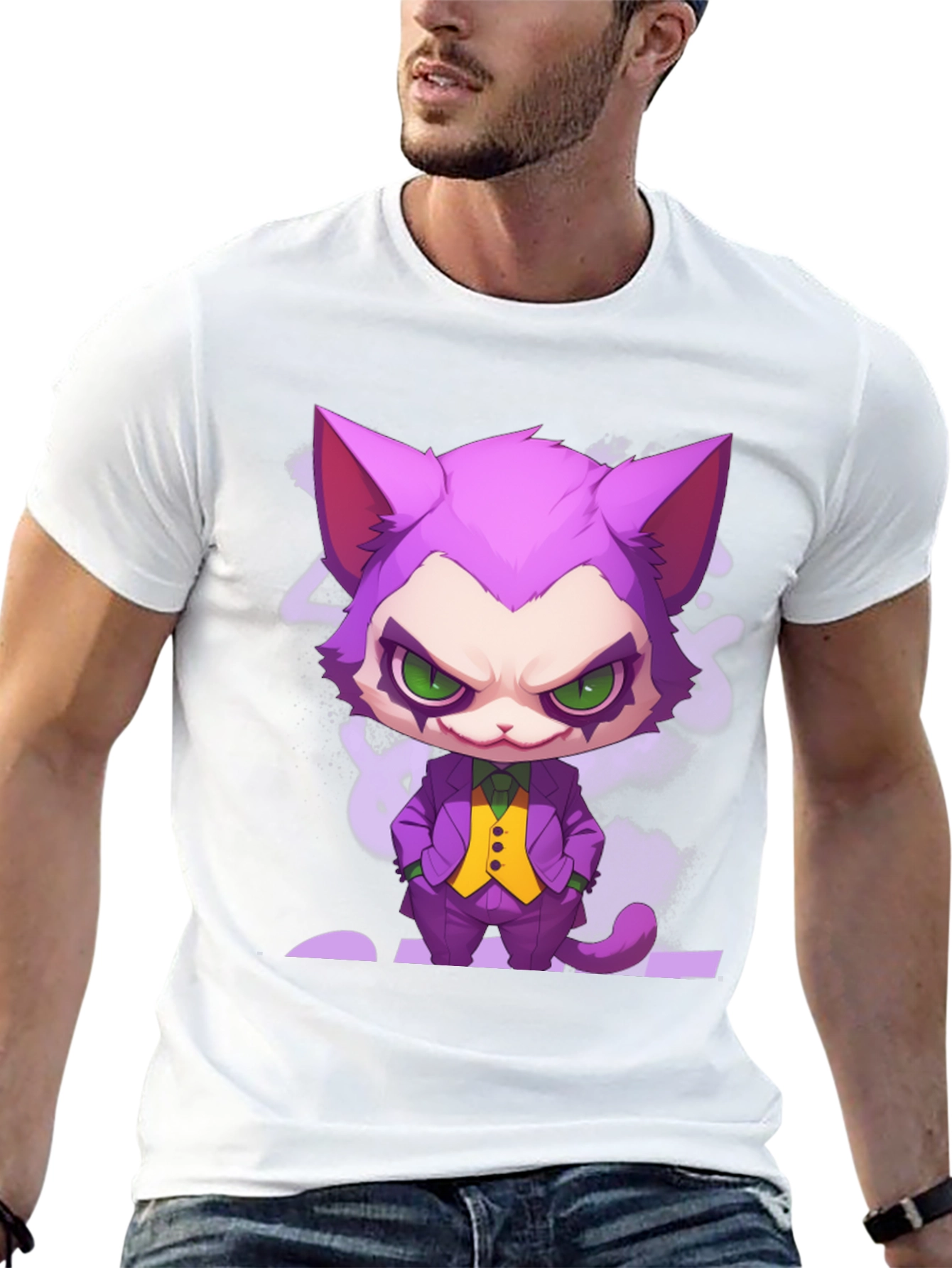 Black Cat Joker Graphic T-Shirt - Unique Design view 13