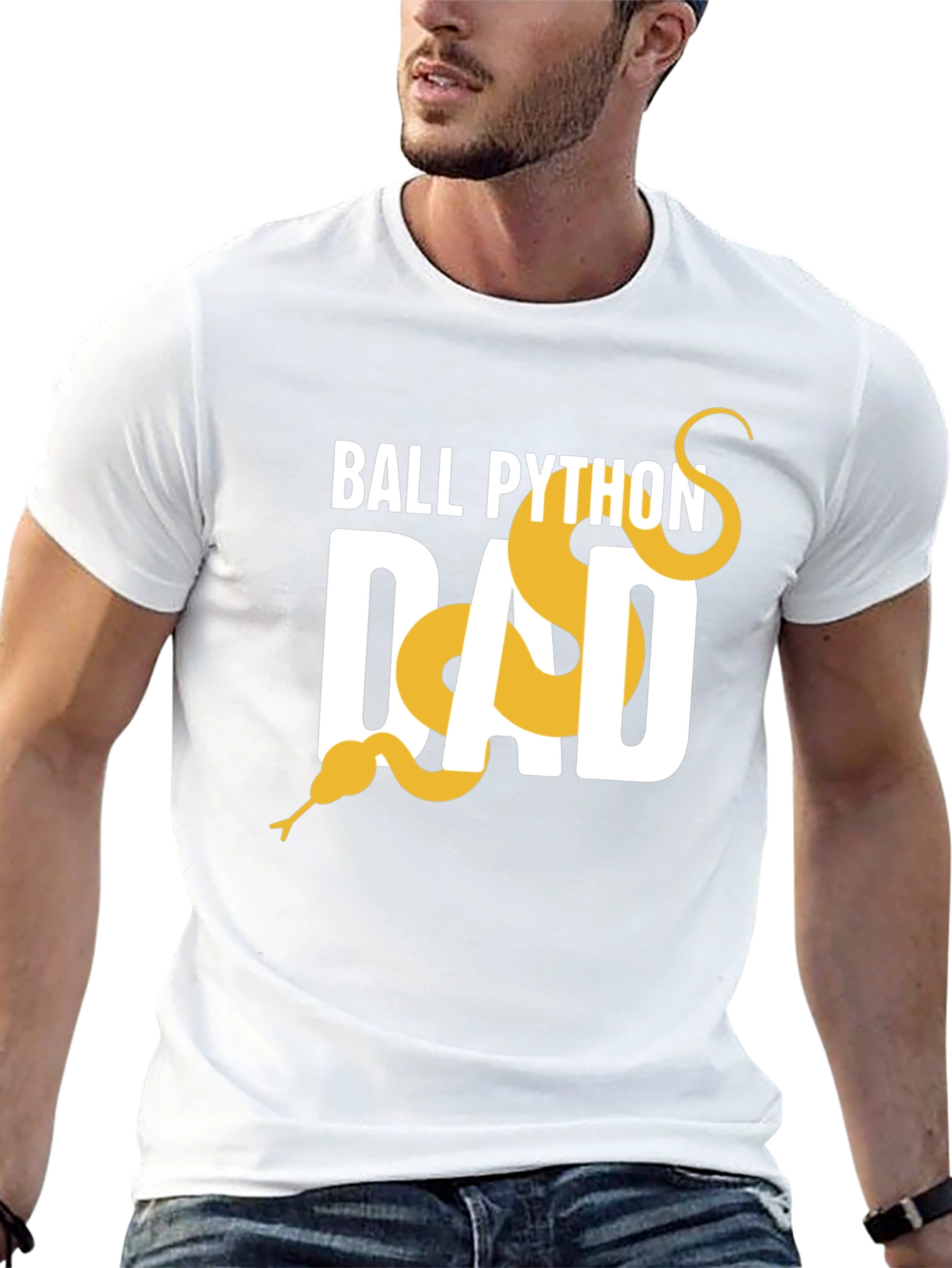 Black Ball Python Dad Graphic Tee - Black Cotton T-Shirt view 13