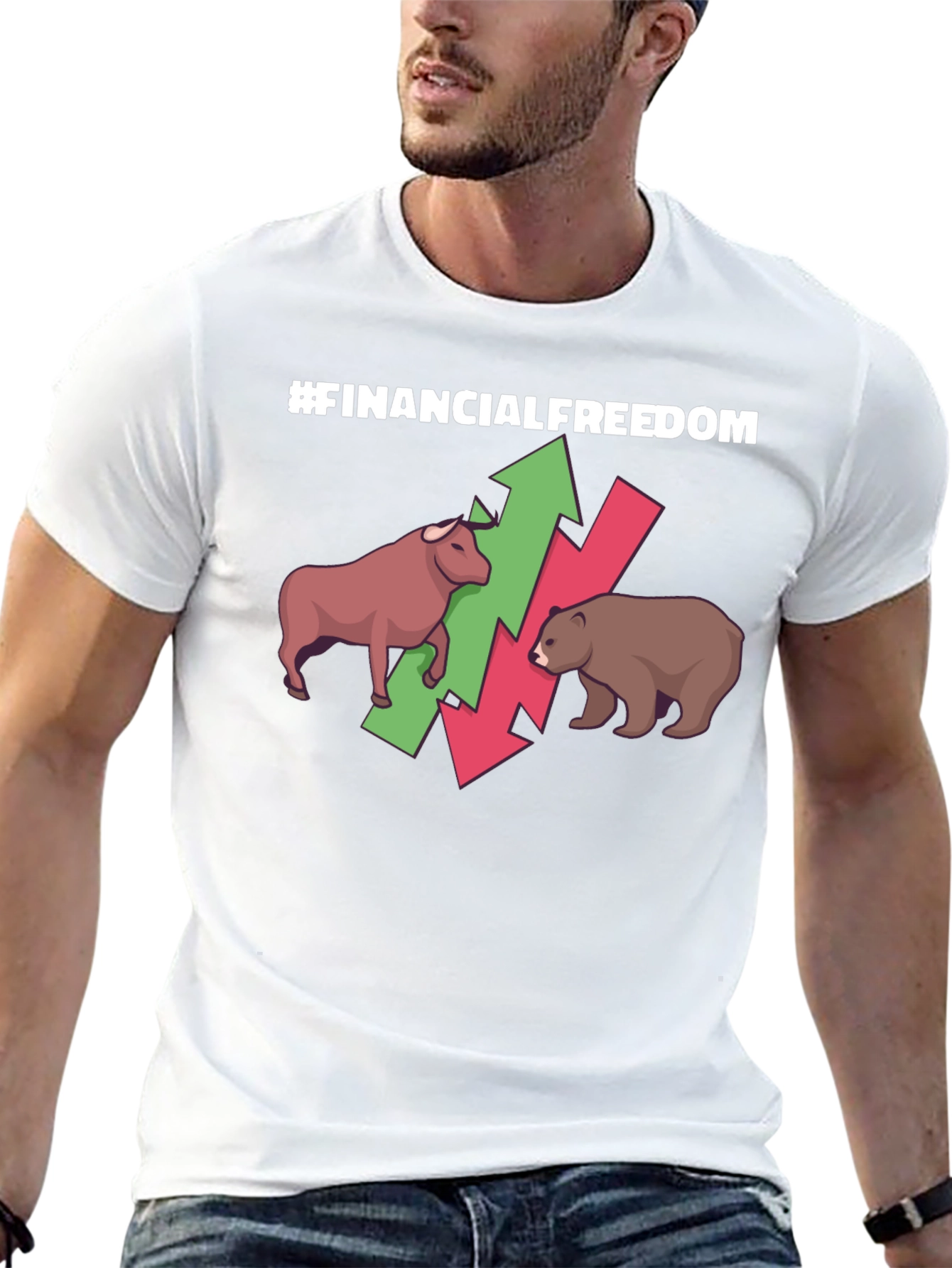 Black Financial Freedom T-Shirt - Bull and Bear Market Tee view 13