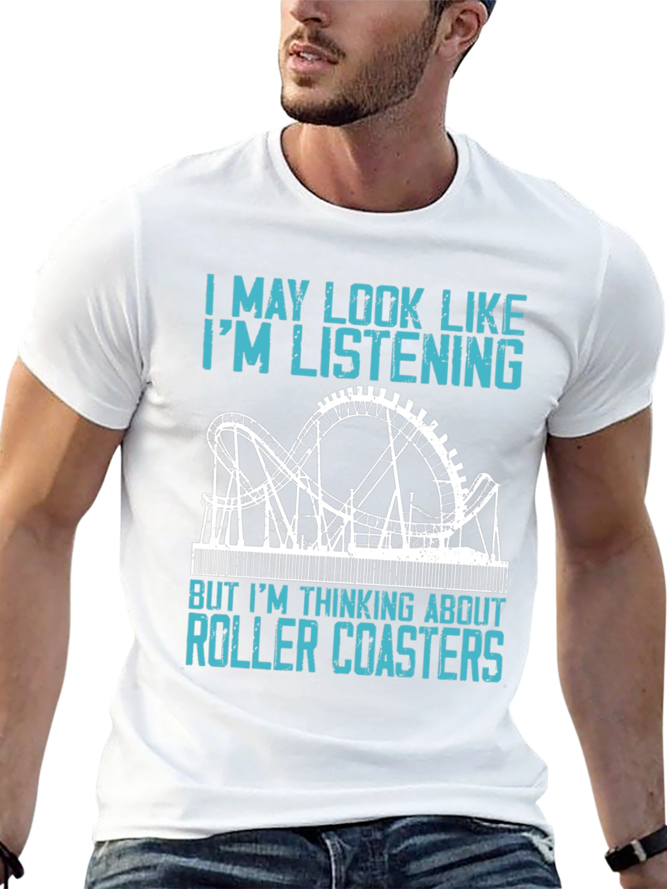 Black Roller Coaster T-Shirt - I'm Thinking About Roller Coasters view 13