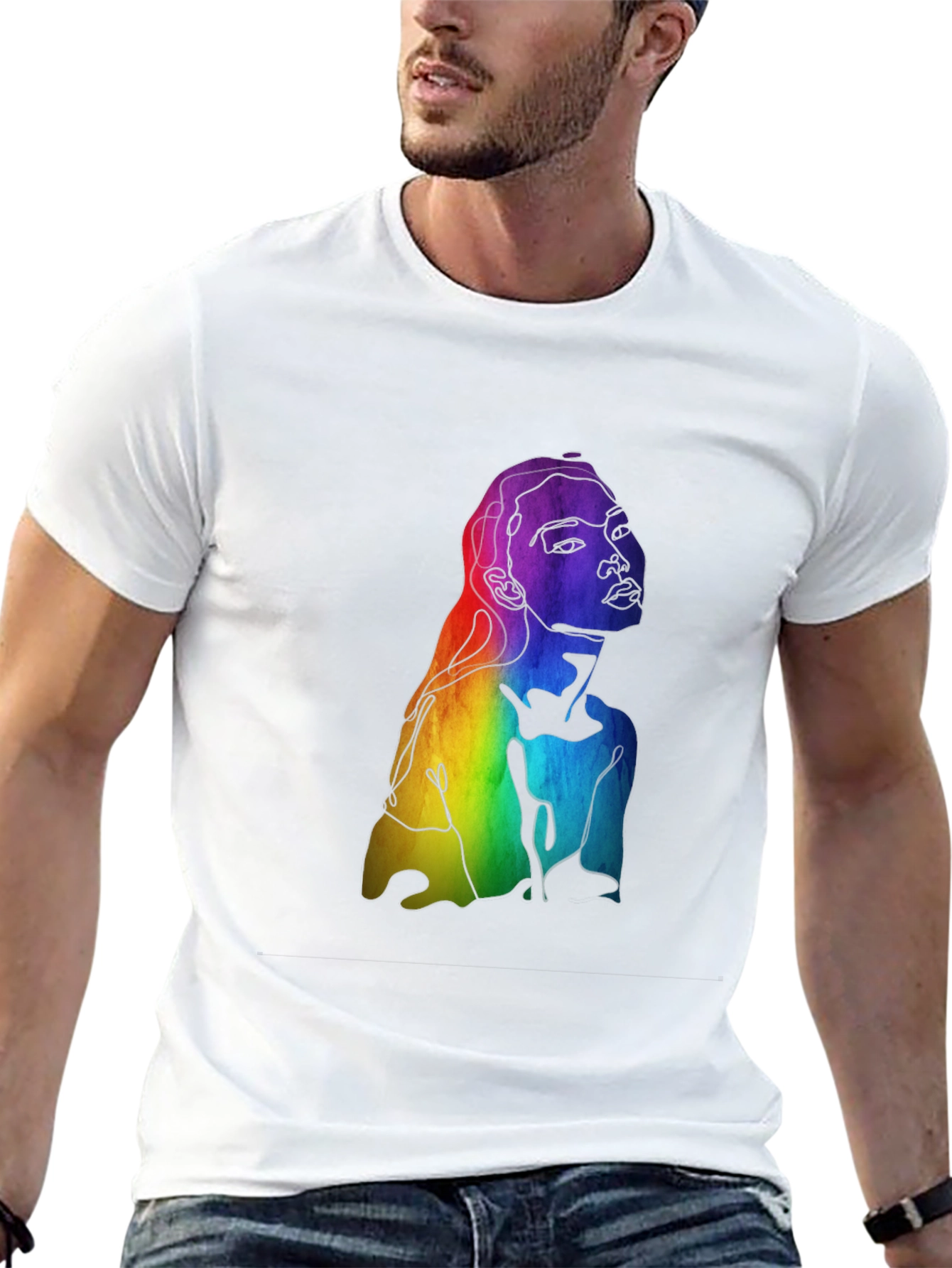 Black Rainbow Woman Graphic Tee - Black Cotton Blend view 13